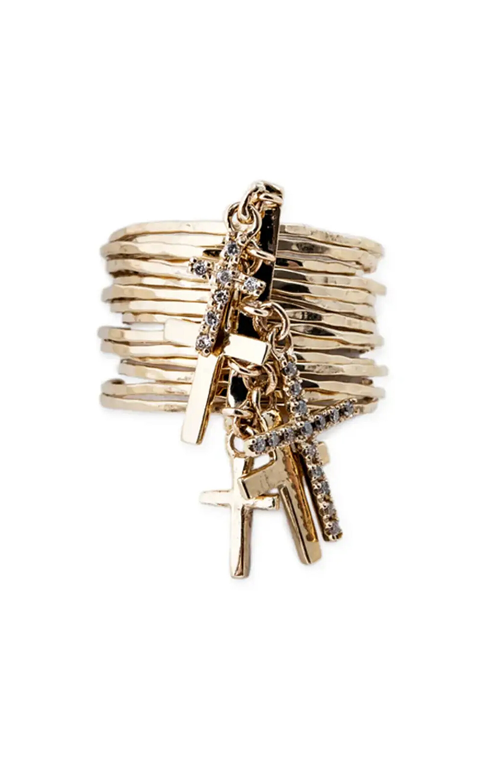 Waif 14K Yellow Gold Diamond Cross Ring