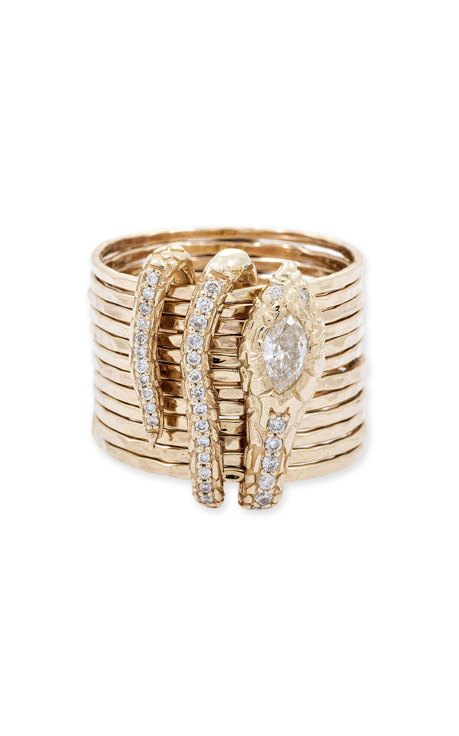 Waif 14K Yellow Gold Diamond Snake Ring