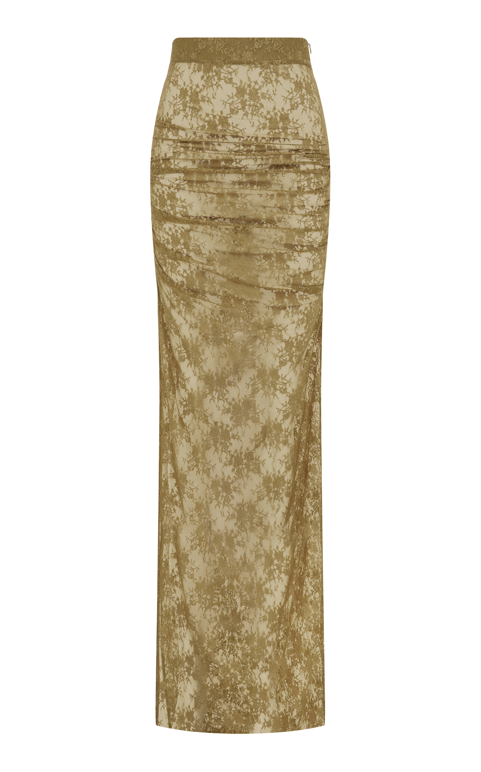 Alex Perry Ruched Stretch-Lace Maxi Skirt