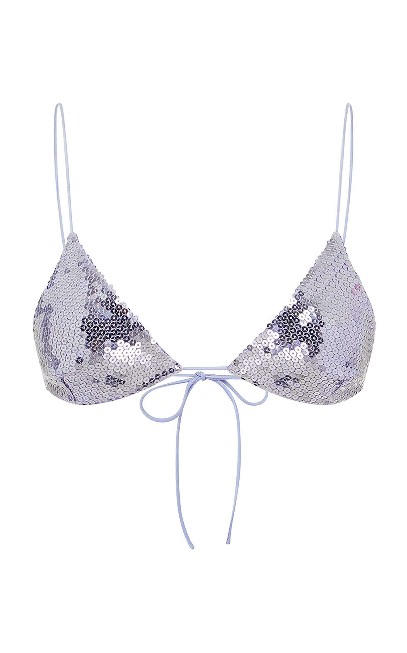 Alex Perry Sequined Mesh Bikini Top - Purple