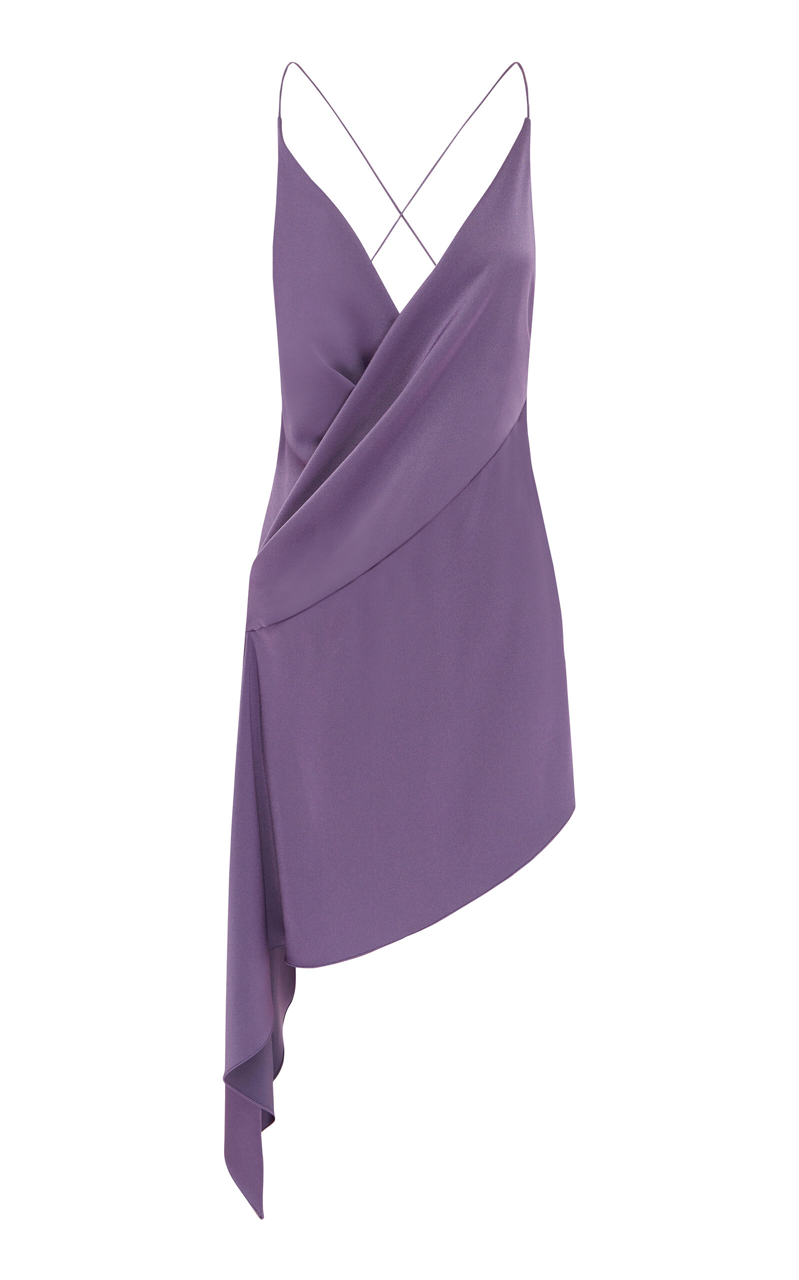 Alex Perry Asymmetric Wrap Satin Crepe Mini Dress