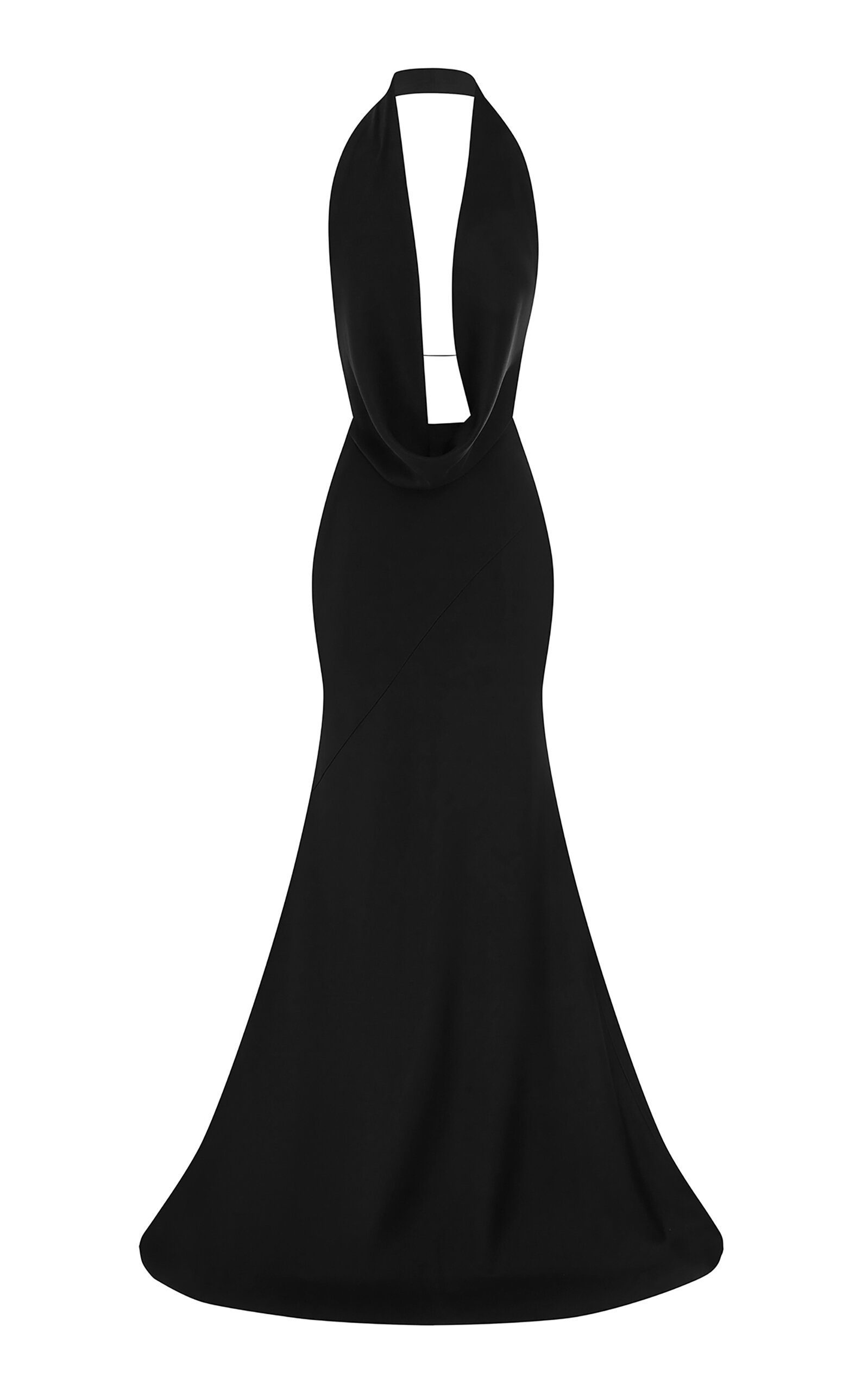 Alex Perry Draped Halter Satin Crepe Gown - Black