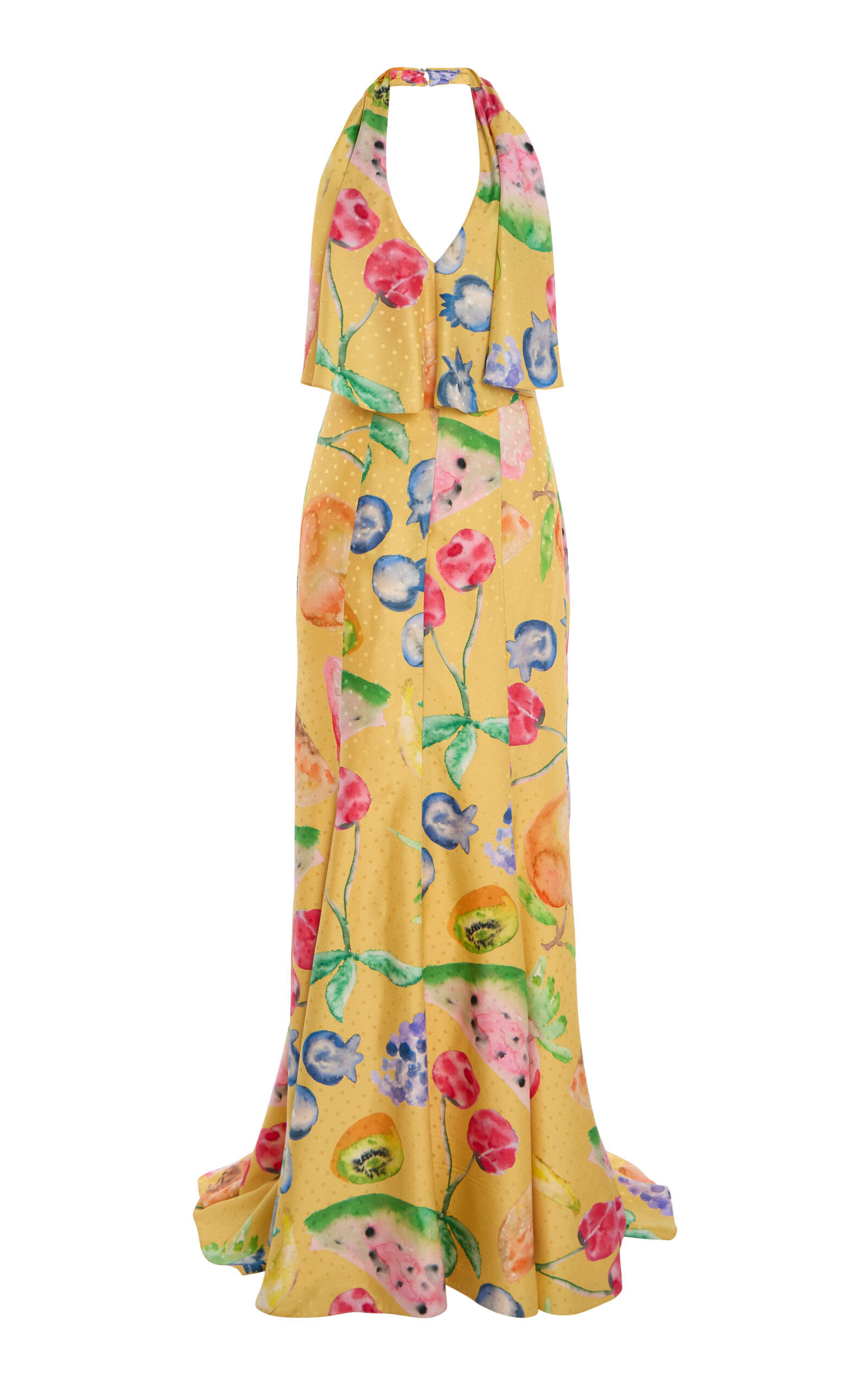 ROSIE ASSOULIN BAT YOUR EYELASHES SILK HALTER GOWN