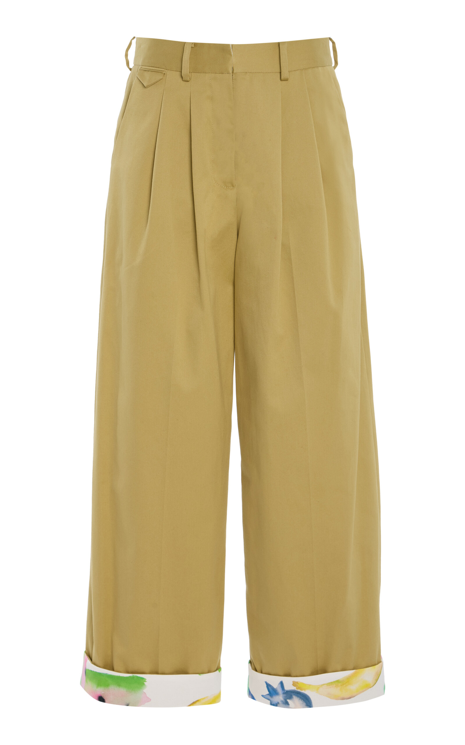 Rosie Assoulin Pleated Cotton Cropped Wide-Leg Pants