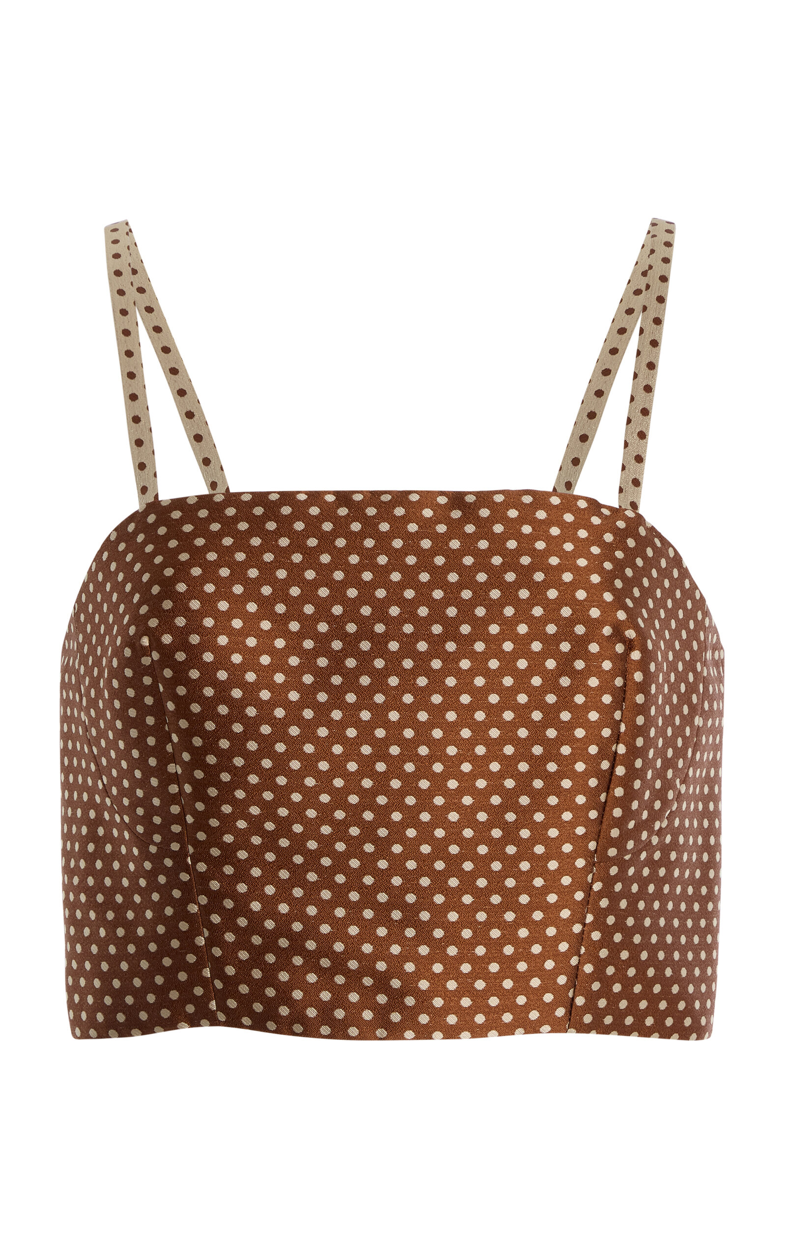 Rosie Assoulin Halfway There Polka-dot Pattern Top In Brown