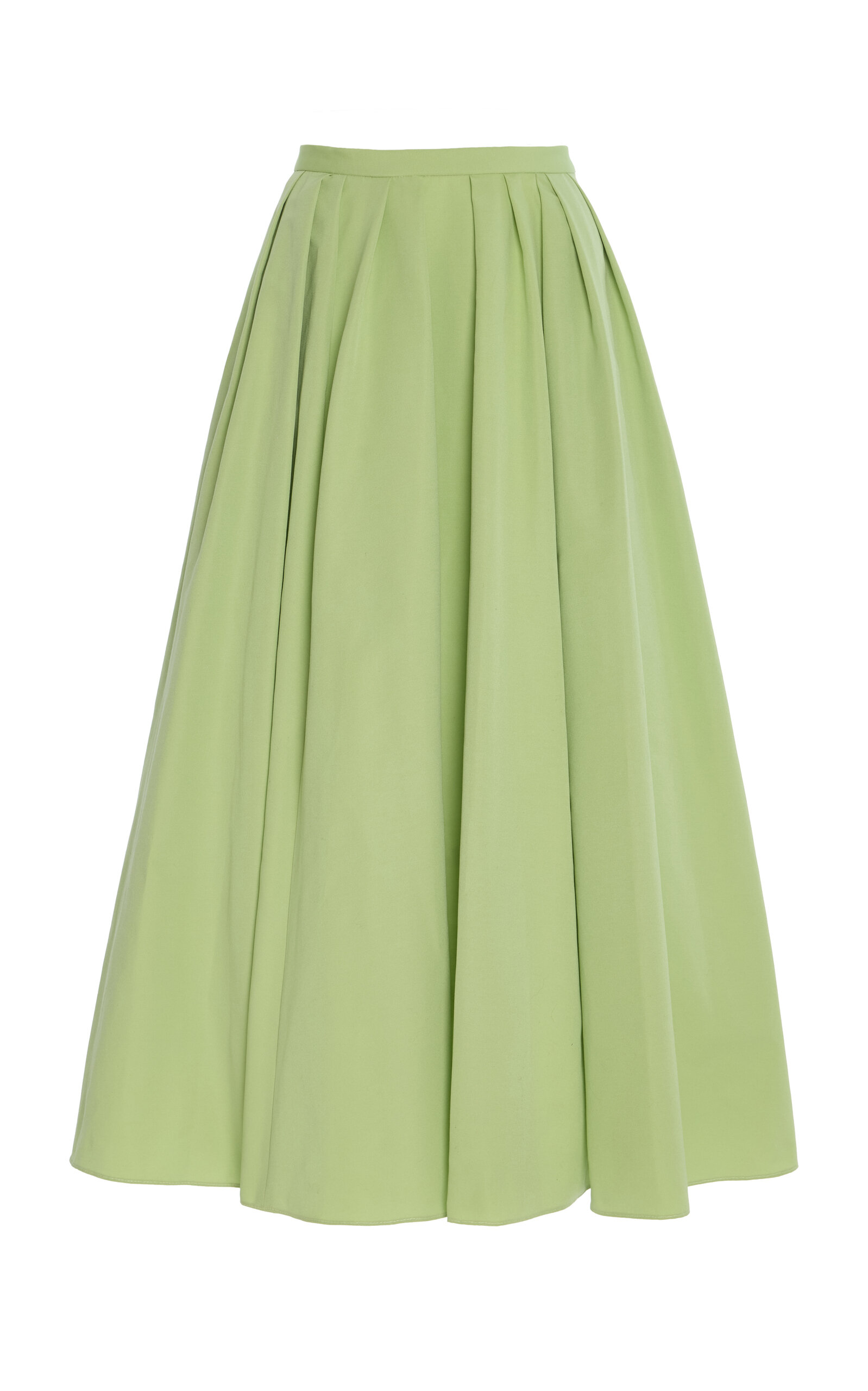 Rosie Assoulin Cotton-blend Midi Pleated Skirt In Green