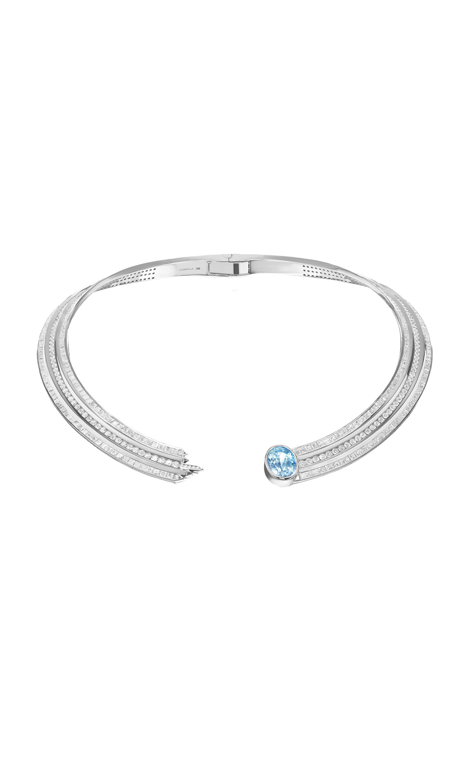 Celestial 18K White Gold Aquamarine; Diamond Necklace