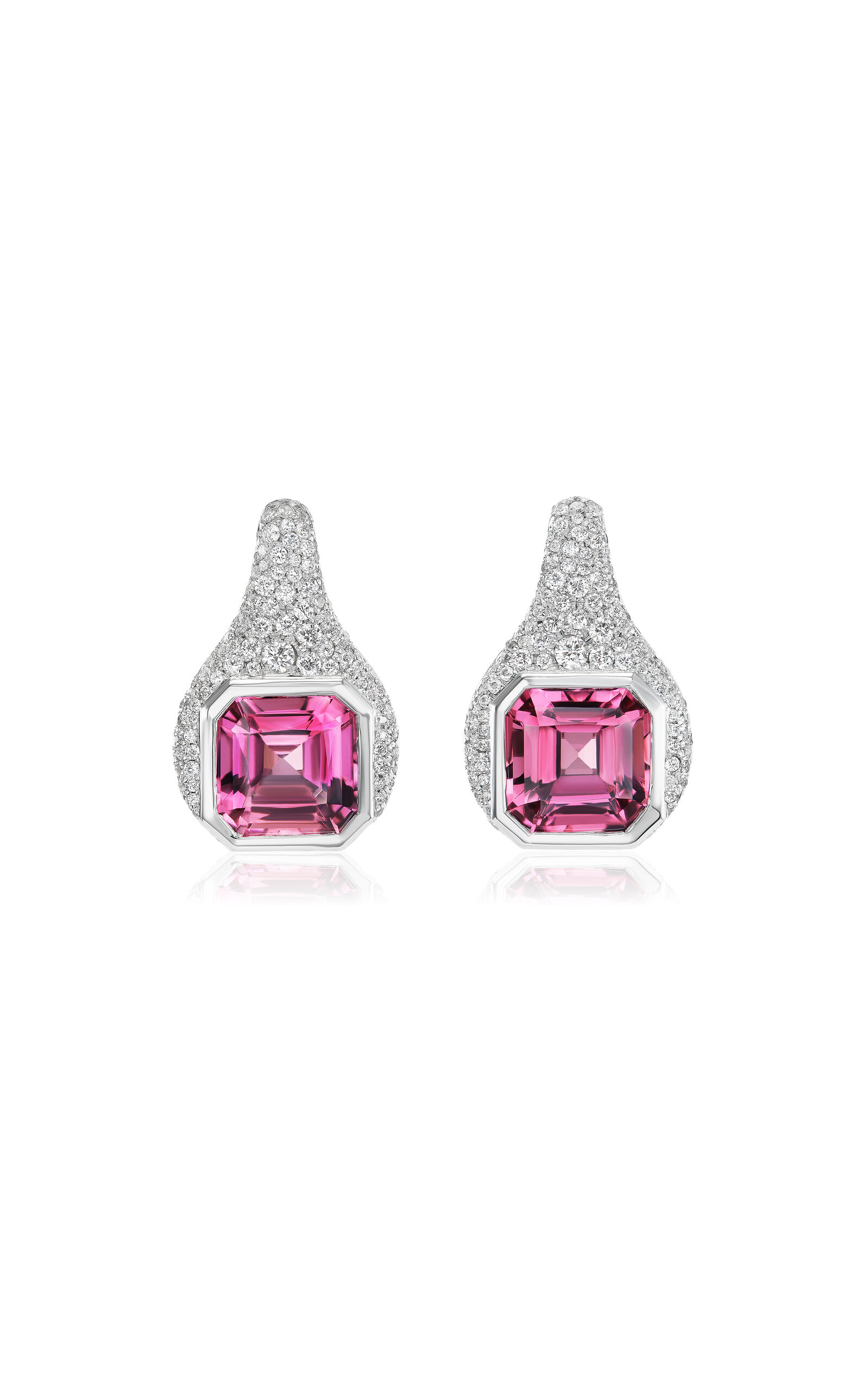 Gemella Jewels 18k White Gold Tourmaline; Diamond Earrings In Pink