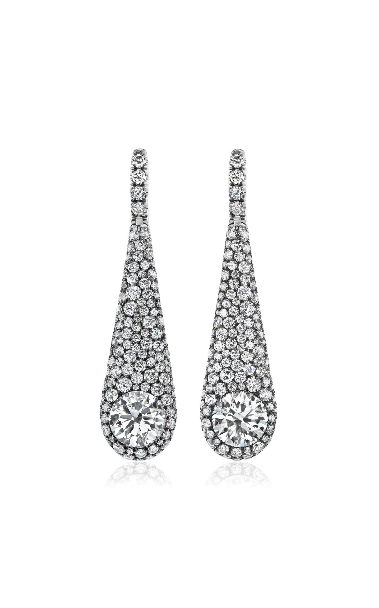 Gemella Jewels Pindrop 18k White Gold Diamond Earrings In Black,white