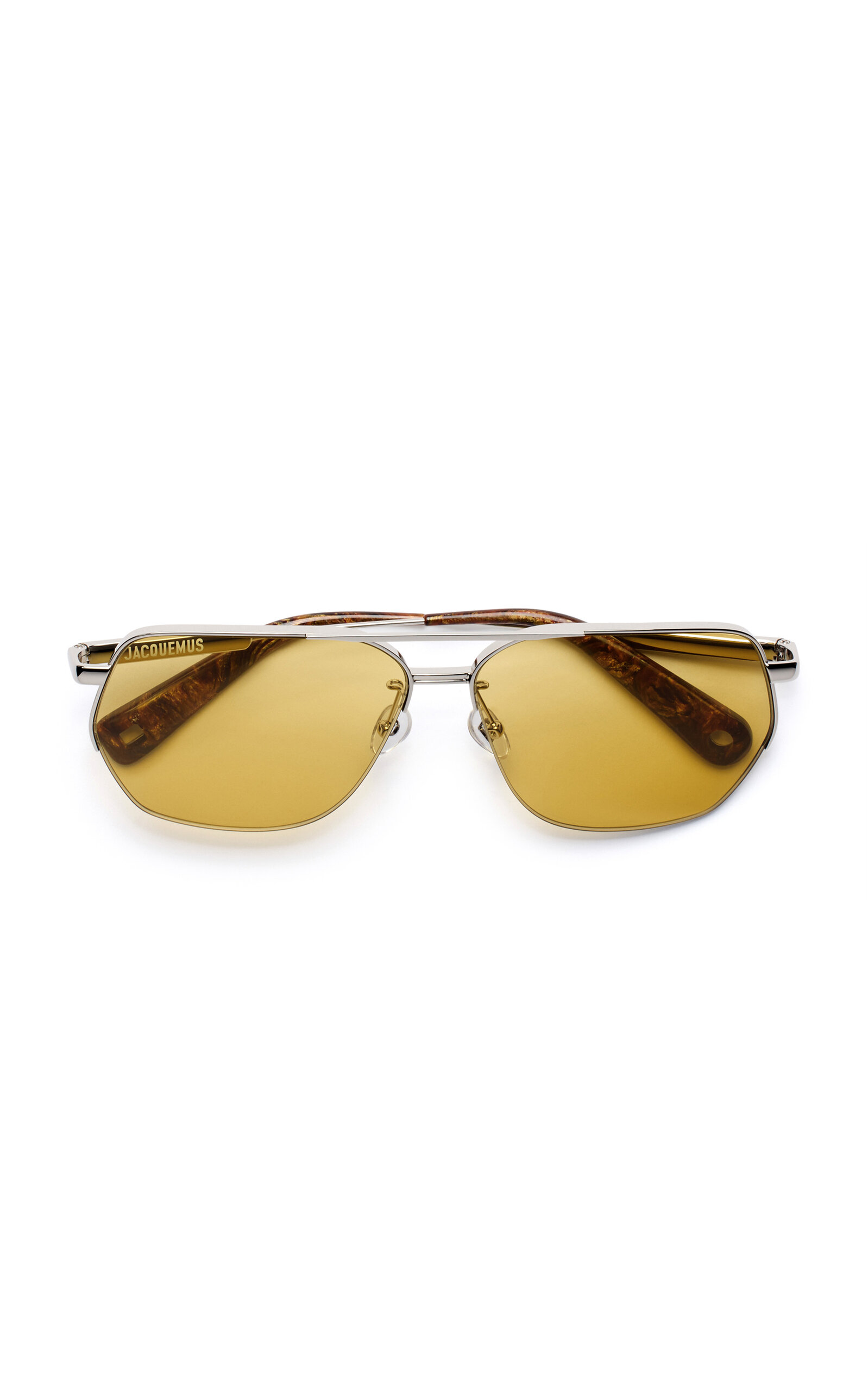 Jacquemus Aviador Metal Sunglasses In Gold