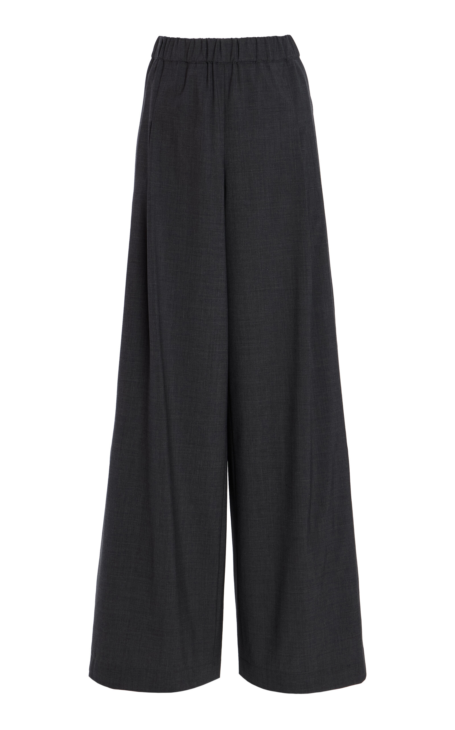 TWP Eva Pleated Cotton-Wool Wide-Leg Pants - Dark Grey