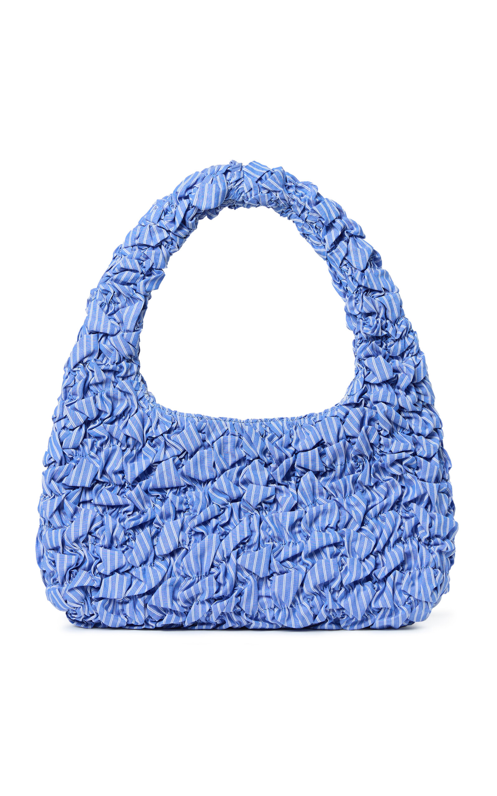 Smocked Gingham Cotton Mini Hobo Bag