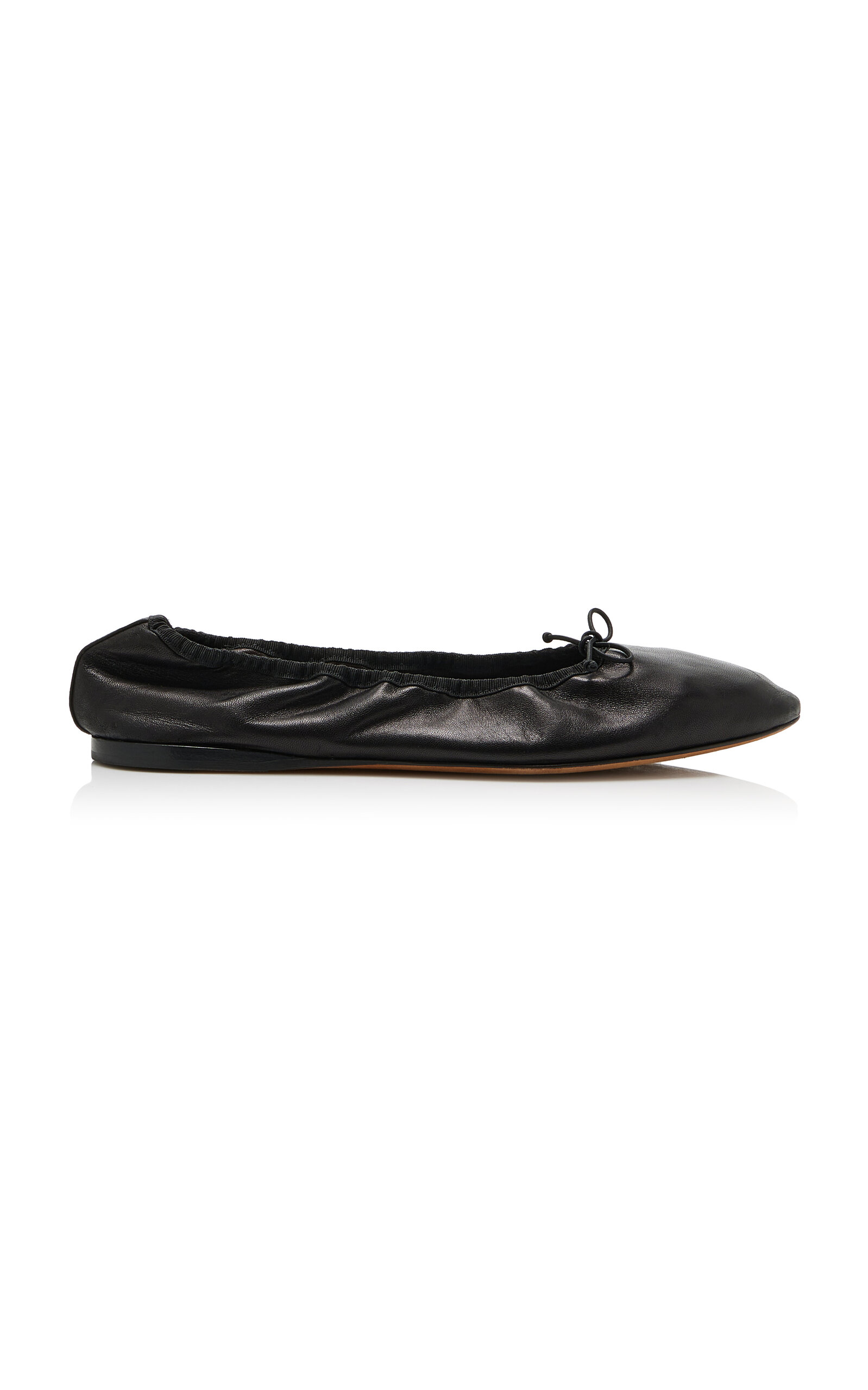 The Row Round Toe Ballet Flats With Bow Detail In Black