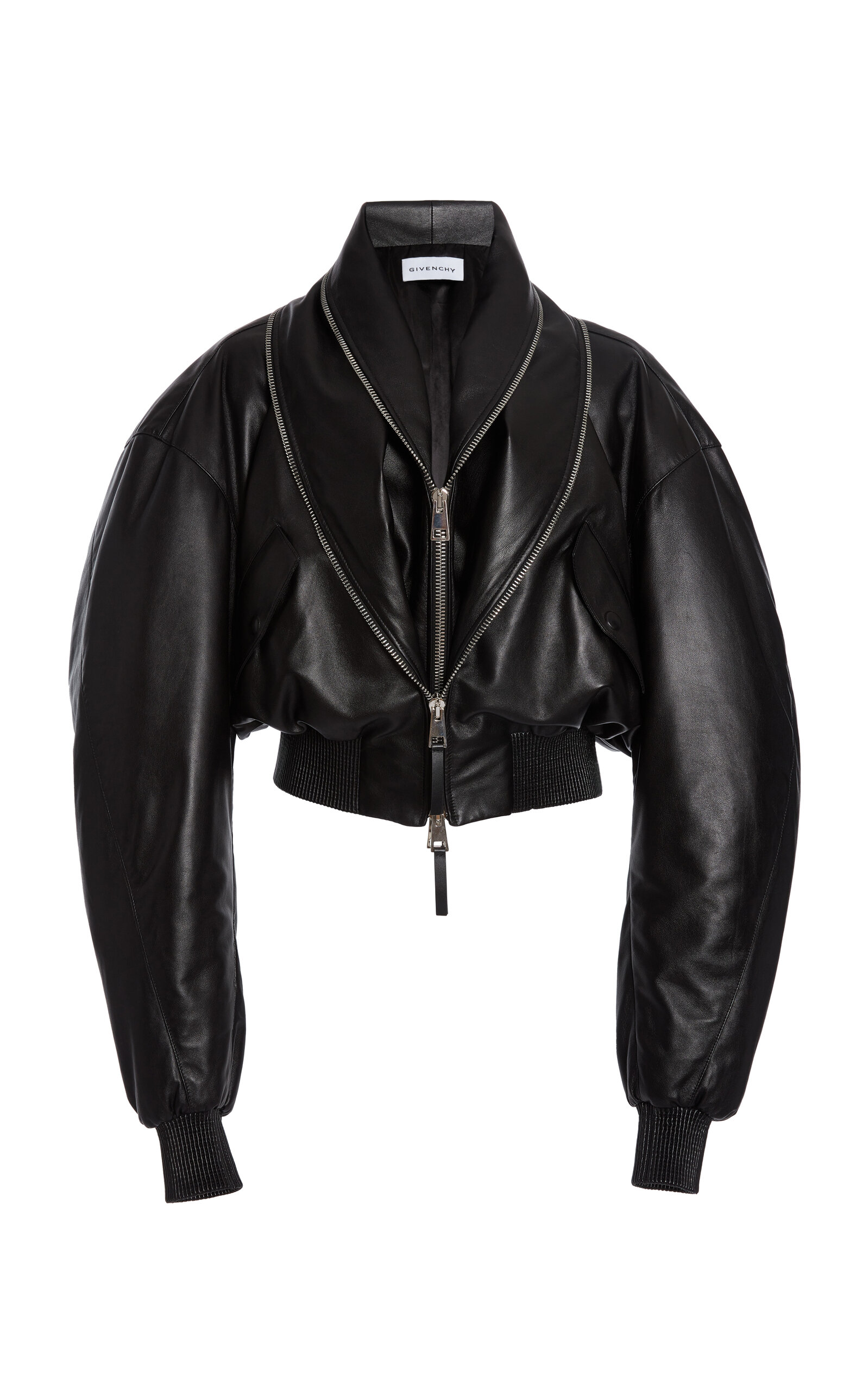 Layered Leather Bomber Jacket
