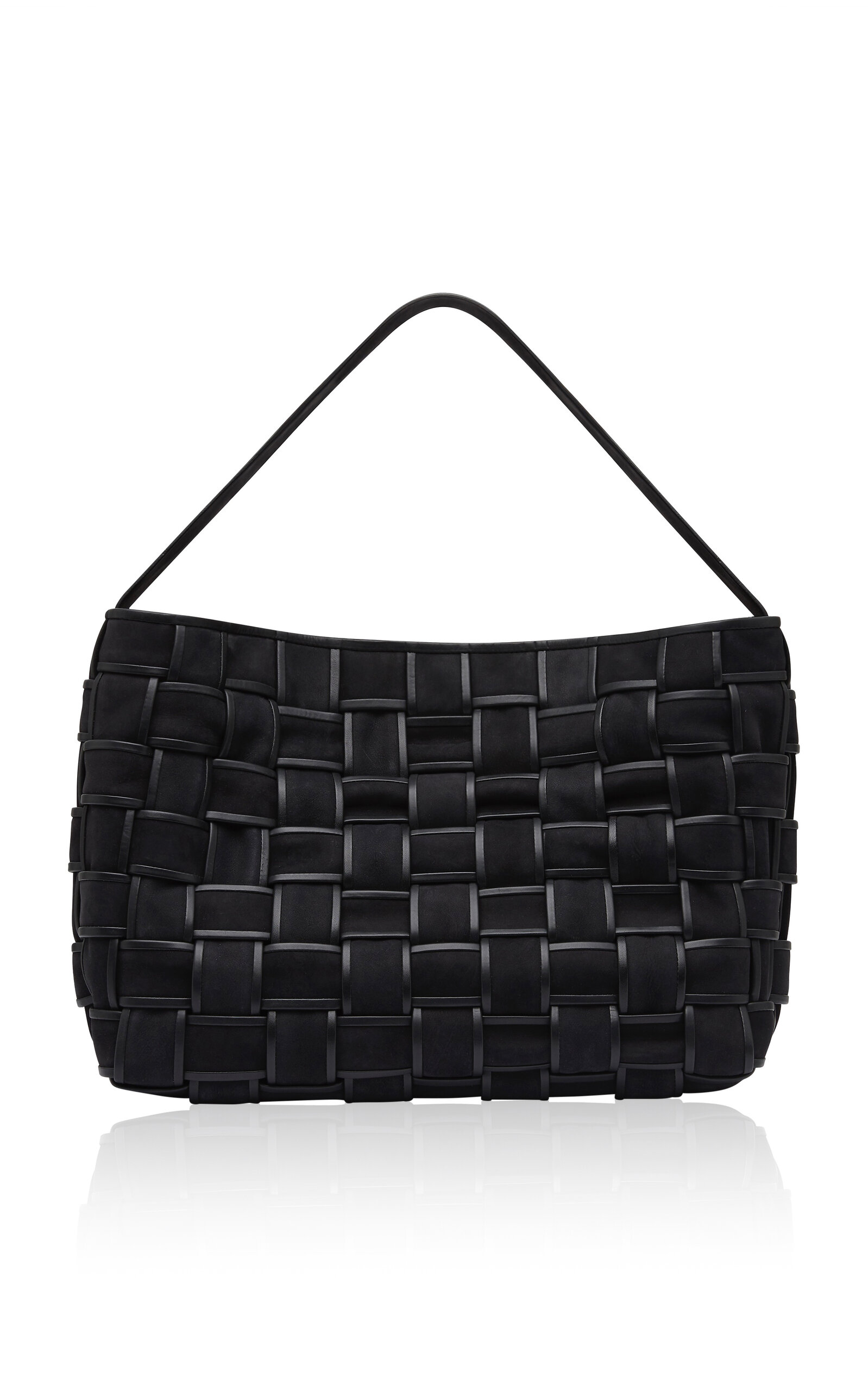 St. Agni Border Woven Leather Large Tote Bag - Black - OS