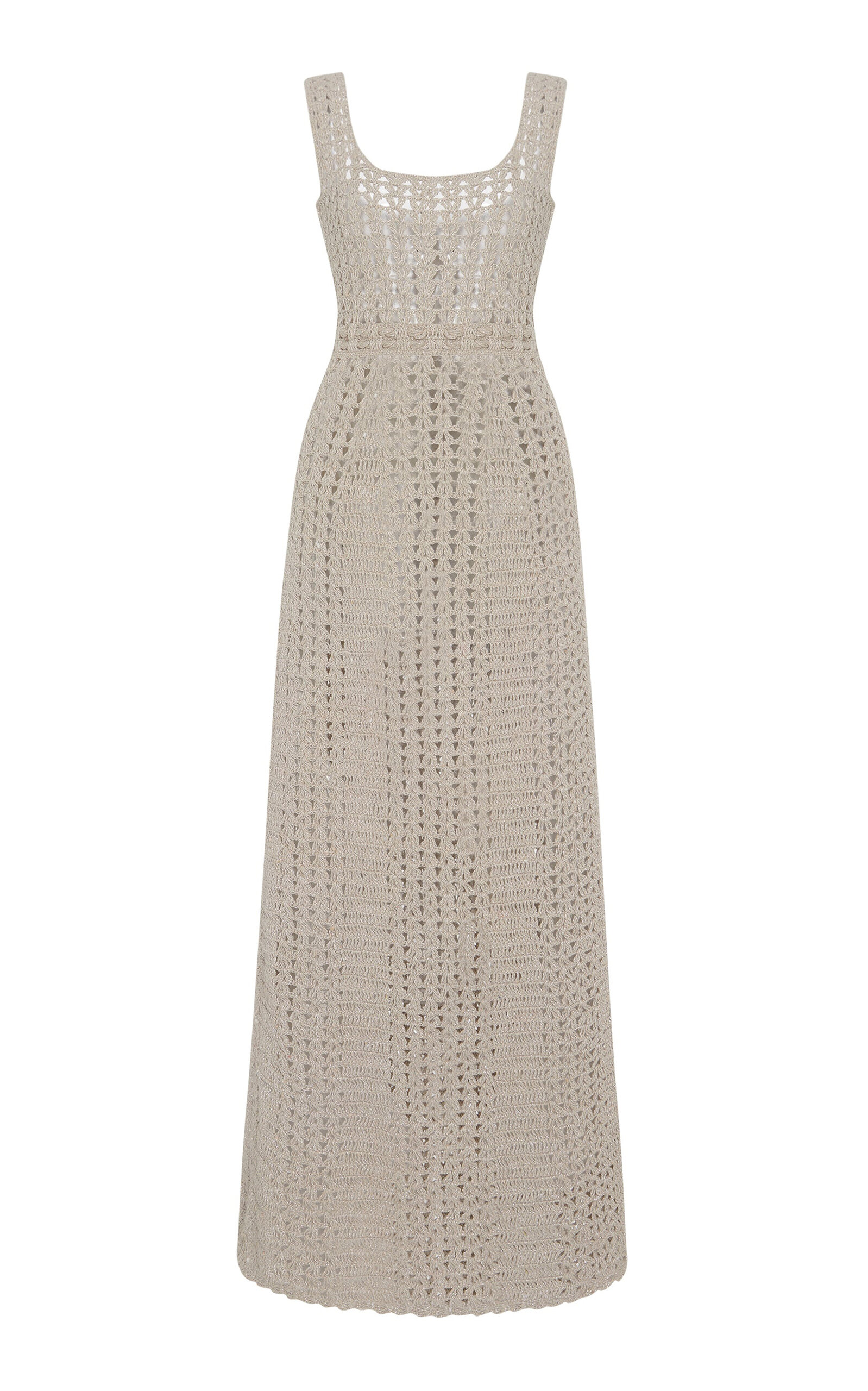 Rosetta Getty Hand-crocheted Cotton Tank Dress In Silver