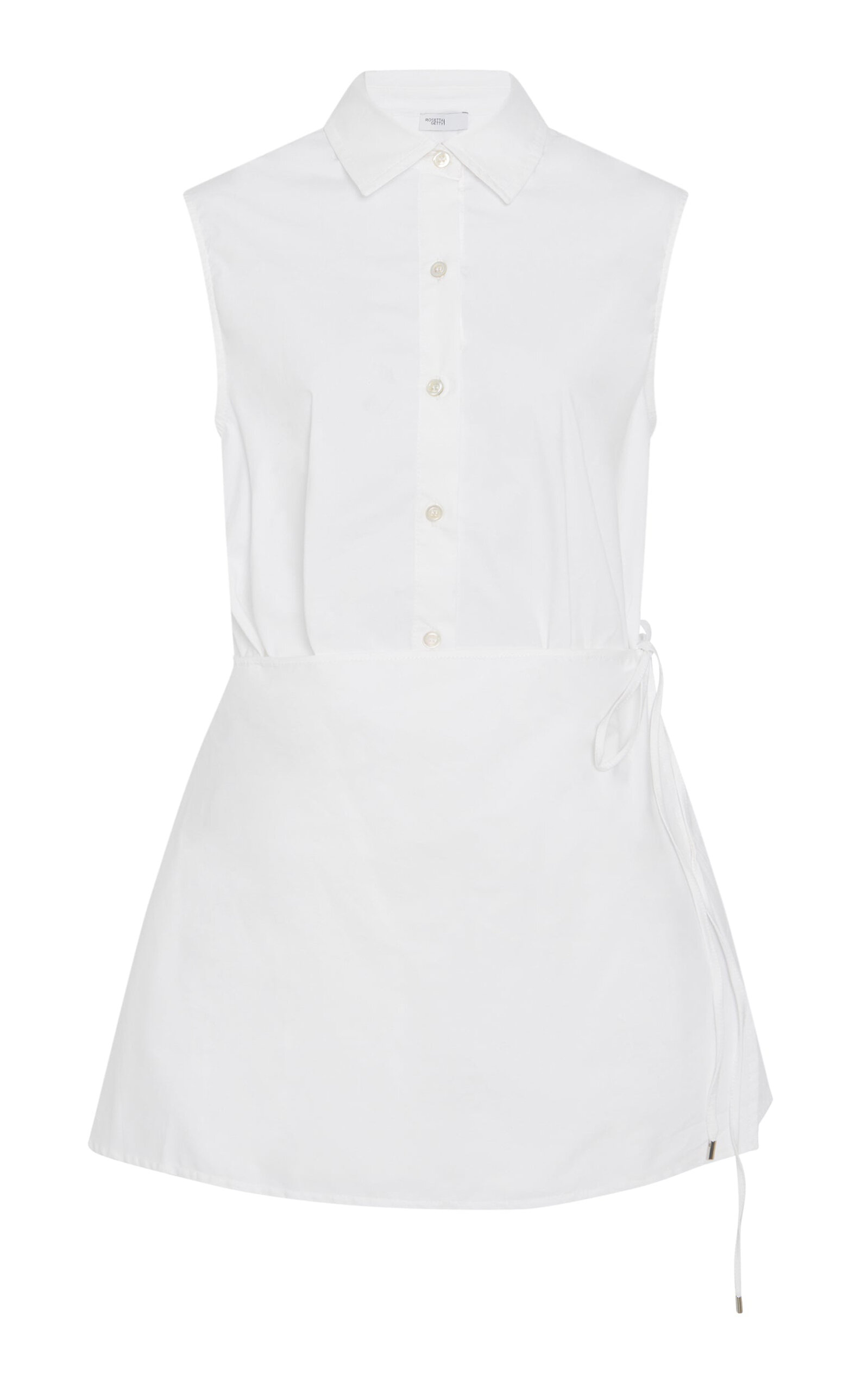 Asymmetric Stretch-Cotton Apron Shirt