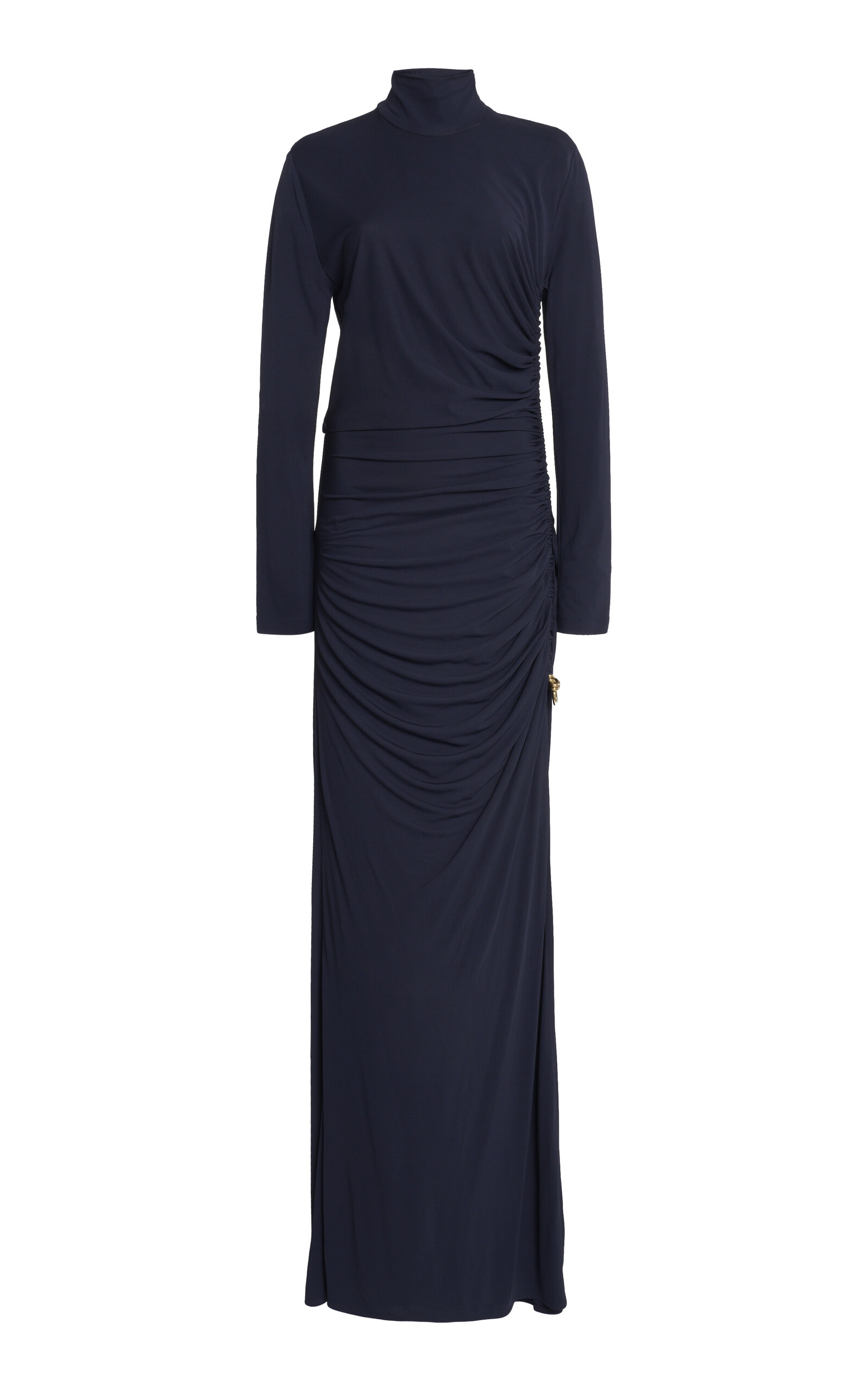 Bottega Veneta Knot-detailed Crepe-jersey Maxi Dress In Blue