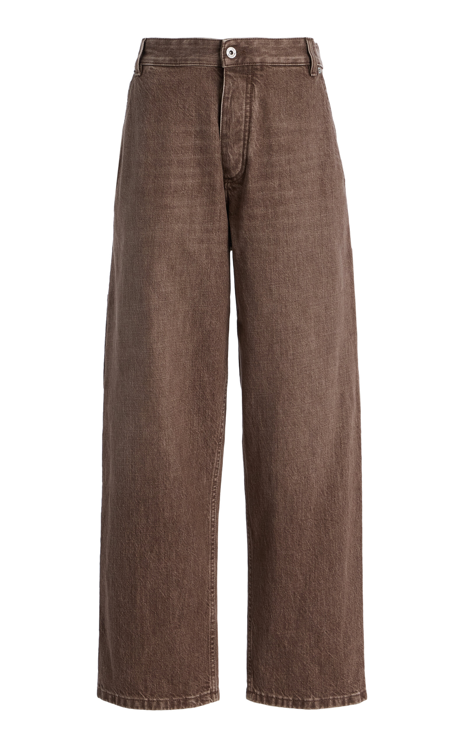 Bottega Veneta Washed Cotton Cargo Jeans In Brown