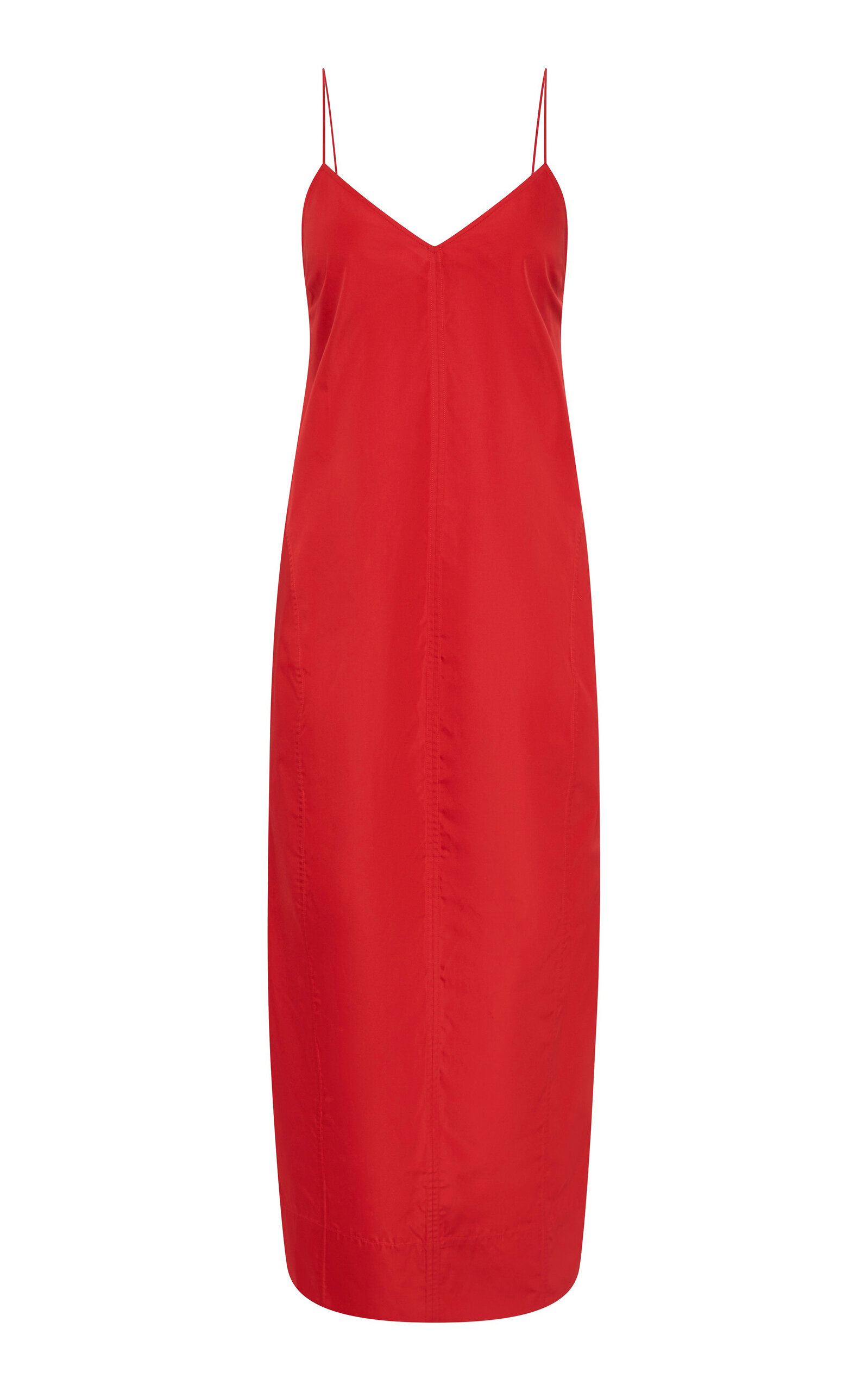 St Agni Paper Taffeta Midi Slip Dress In Red