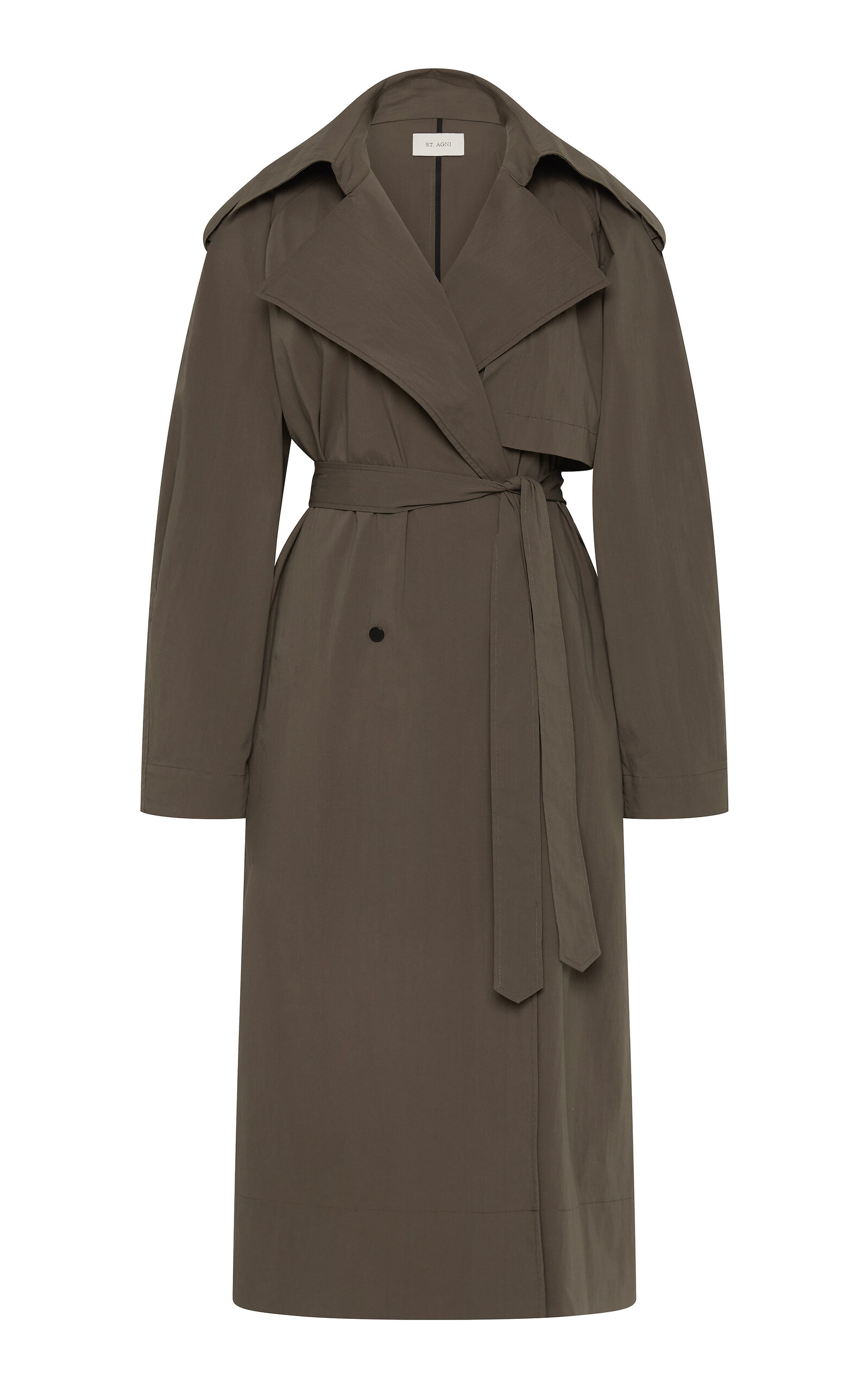 St Agni Relaxed Cotton-blend Trench Coat In Khaki