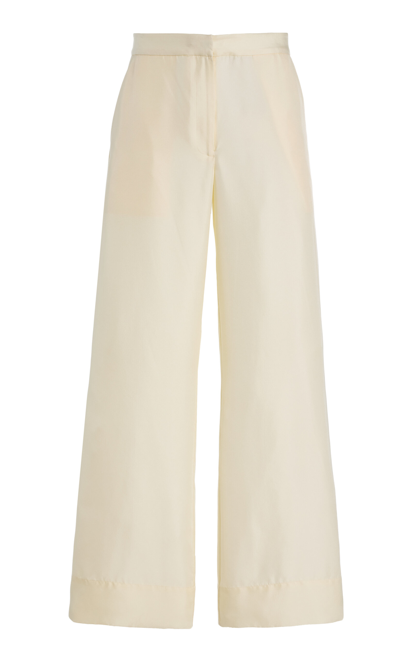 St. Agni Silk Twill Wide-Leg Pants - White - XS - Women's Clothing