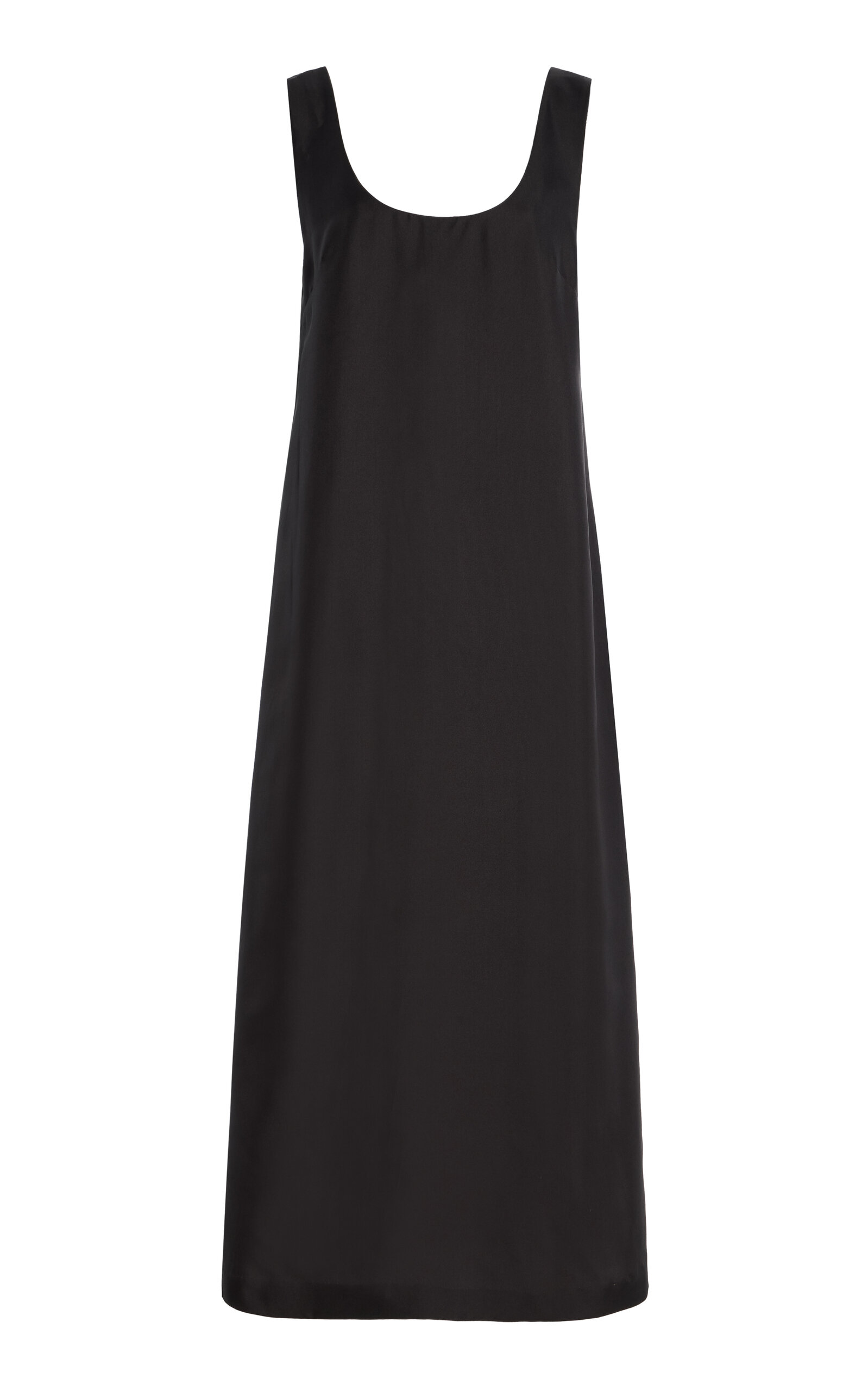 St Agni Button-up Silk Twill Midi Dress In Black