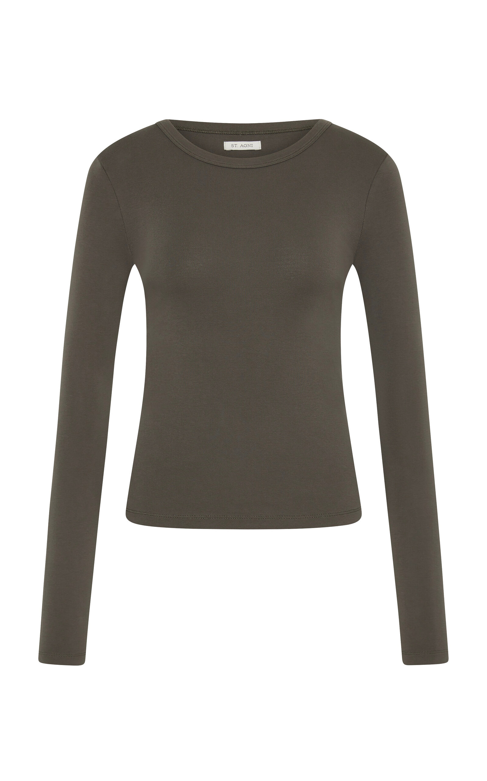 St. Agni Long-Sleeve Organic Cotton Top - Khaki