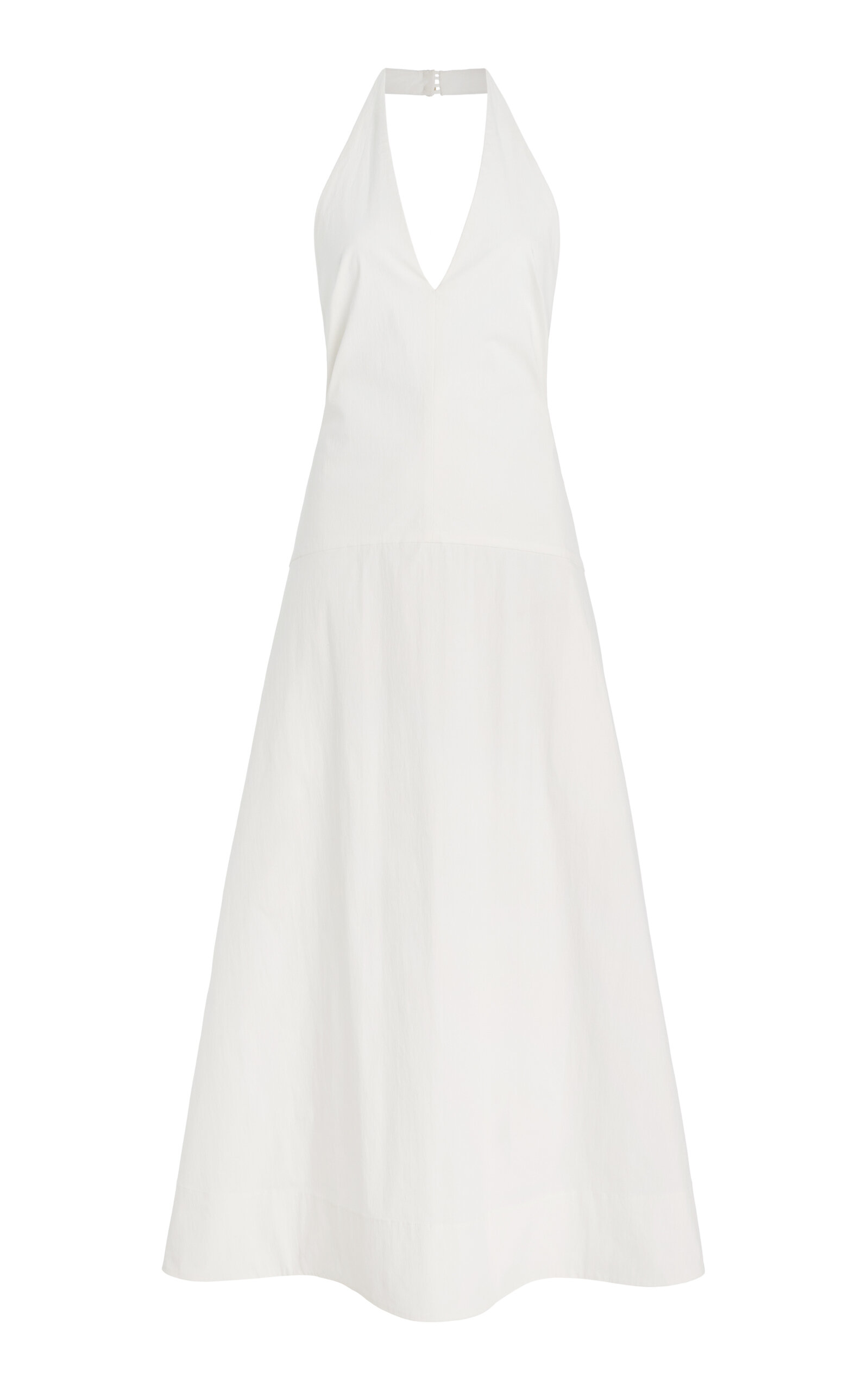 St Agni Halter Cotton-blend Midi Dress In White