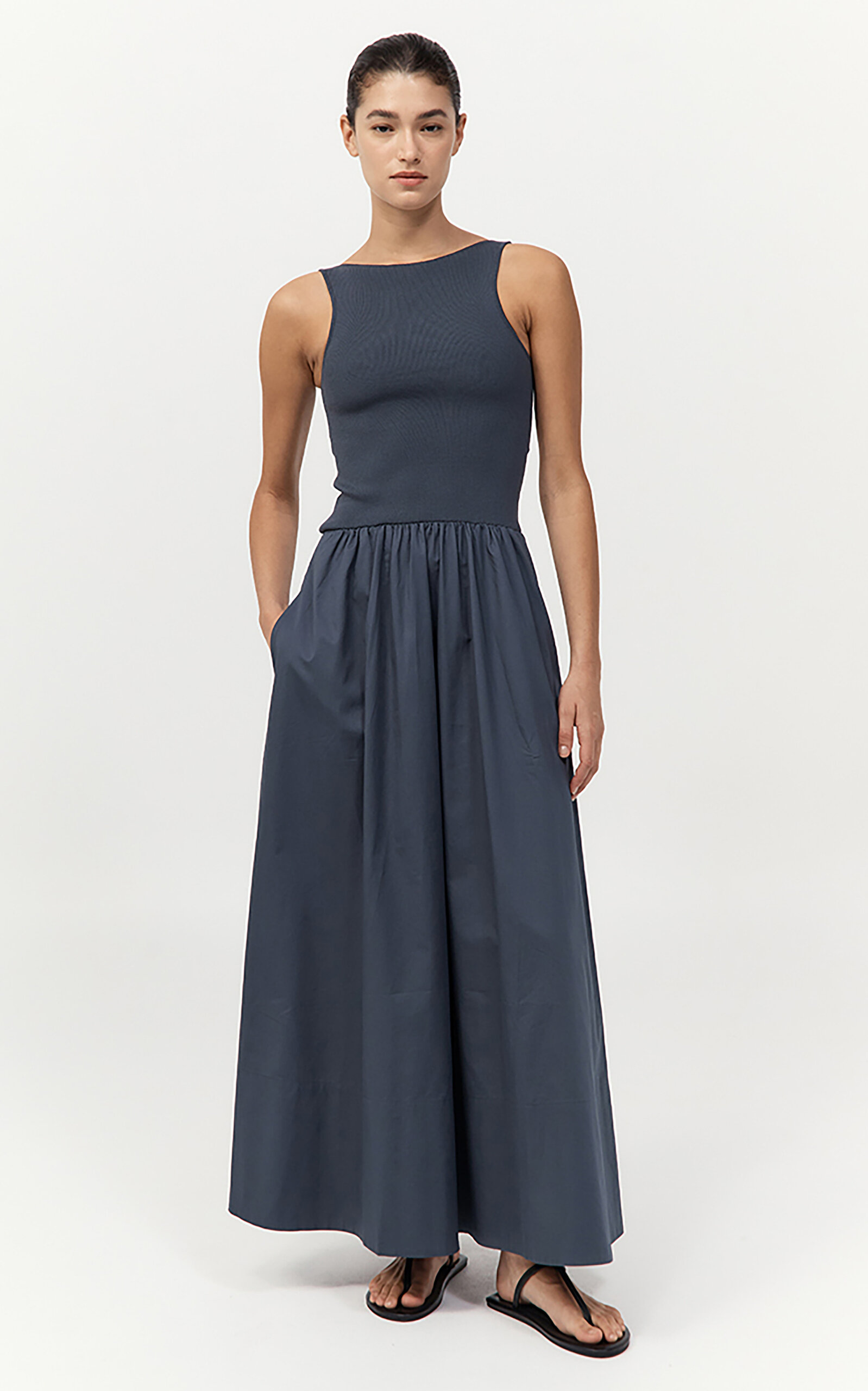 St Agni Cut-out Maxi Dress In Grey