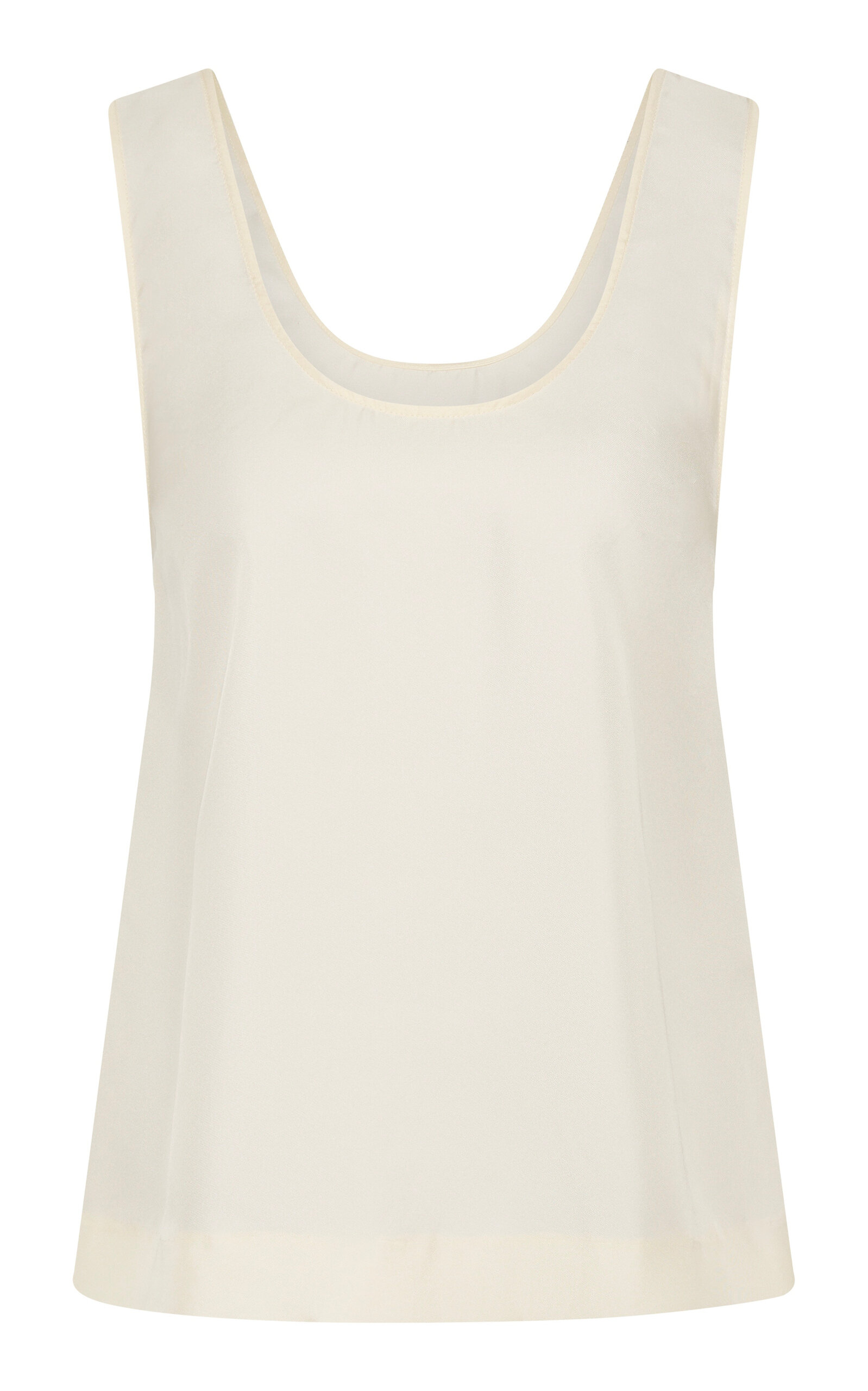 St Agni Scoop-neck Silk-twill Top In White