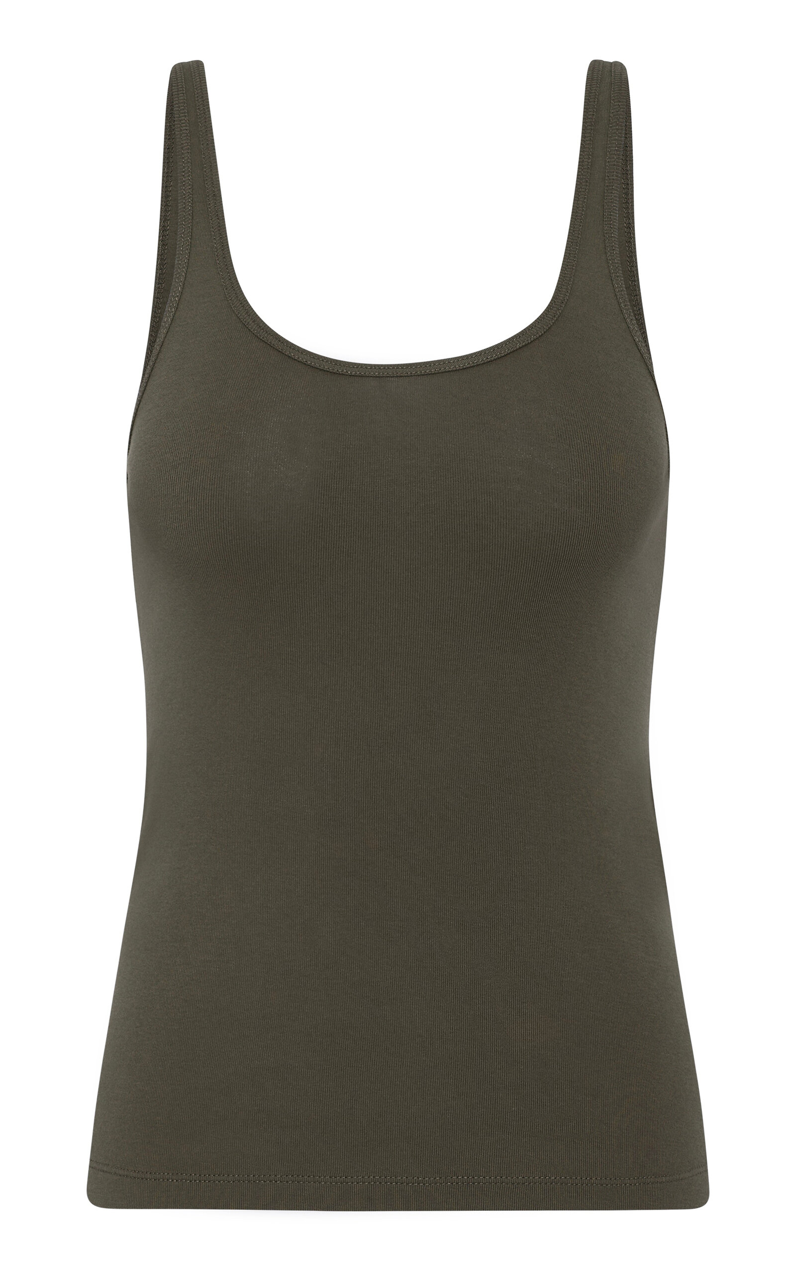 St. Agni Scoop-Neck Organic-Cotton Tank Top - Khaki
