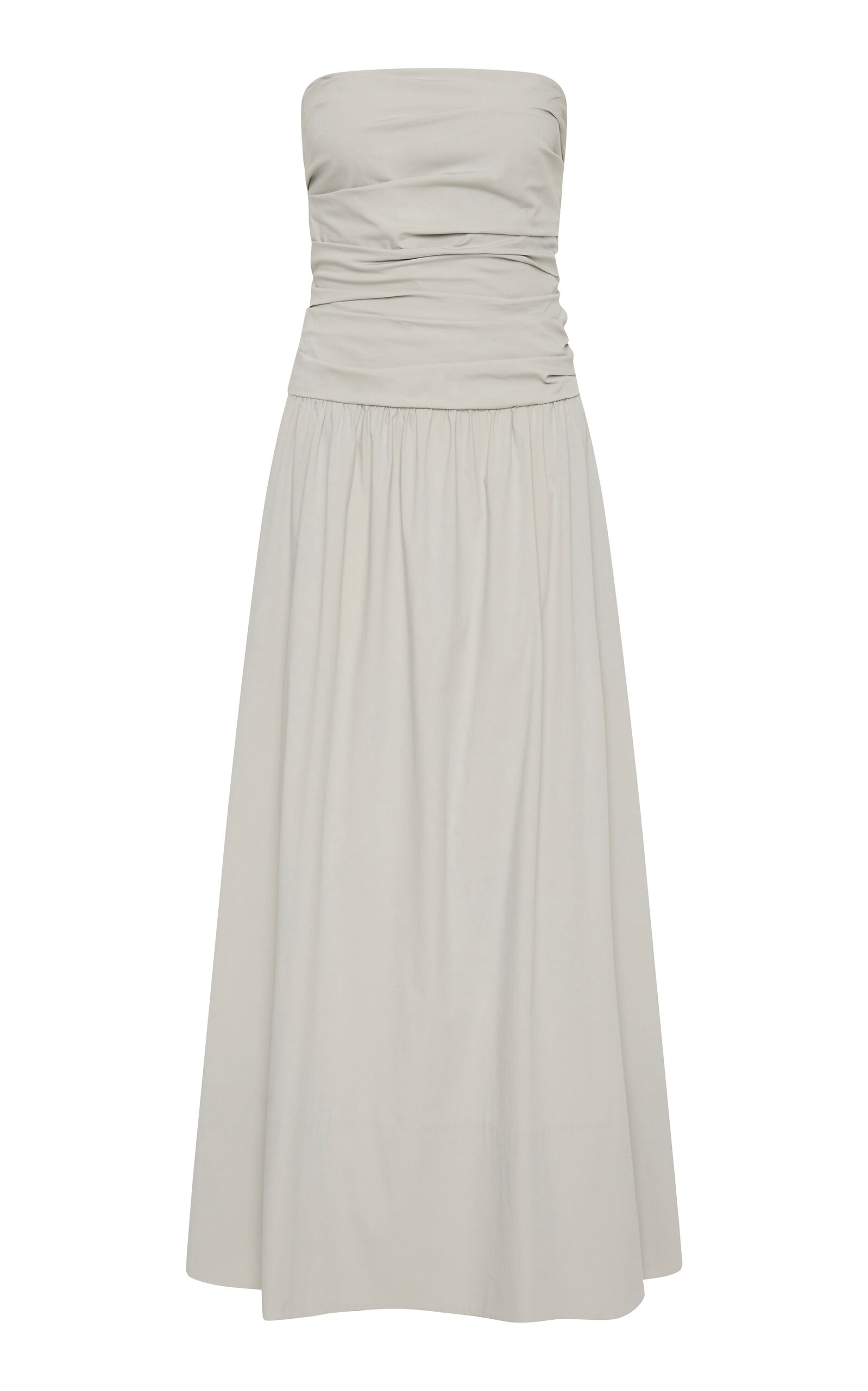 St. Agni Strapless Tie-Back Cotton-Blend Maxi Dress - Silver