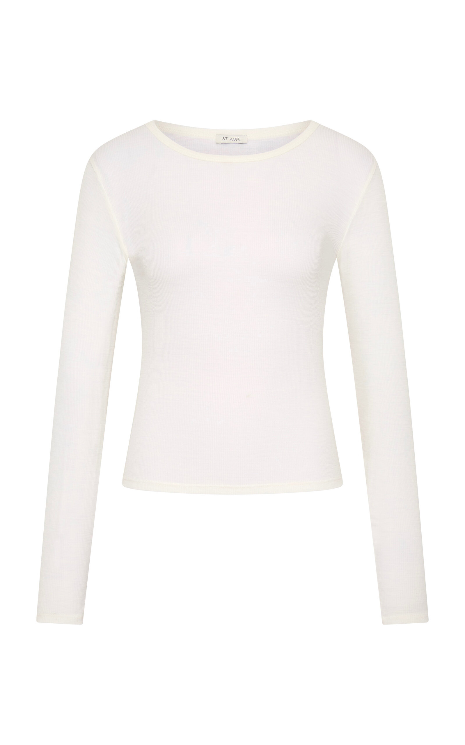 St Agni Long-sleeve Merino-wool Top In Off-white