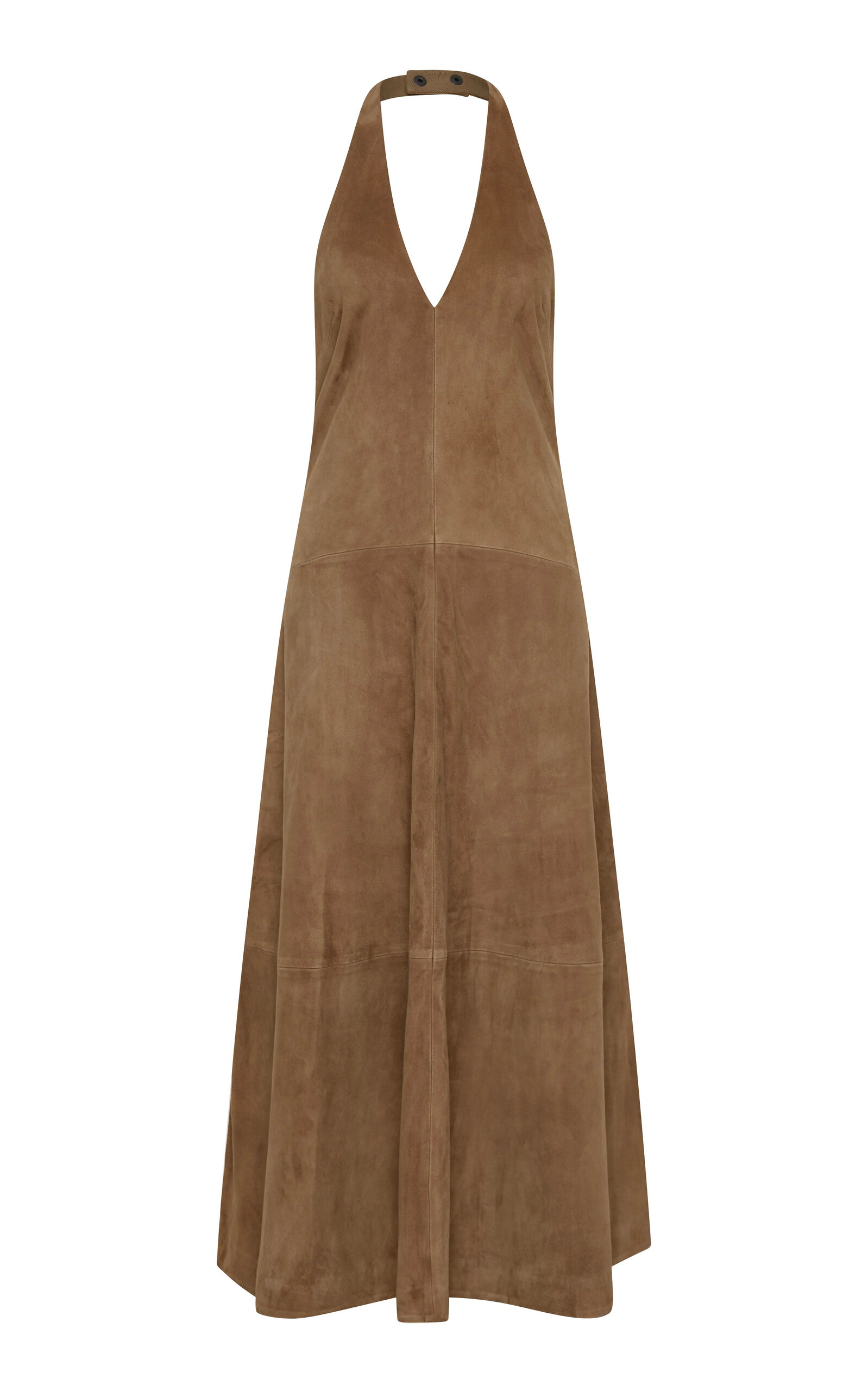 St Agni Halter Suede Maxi Dress In Brown