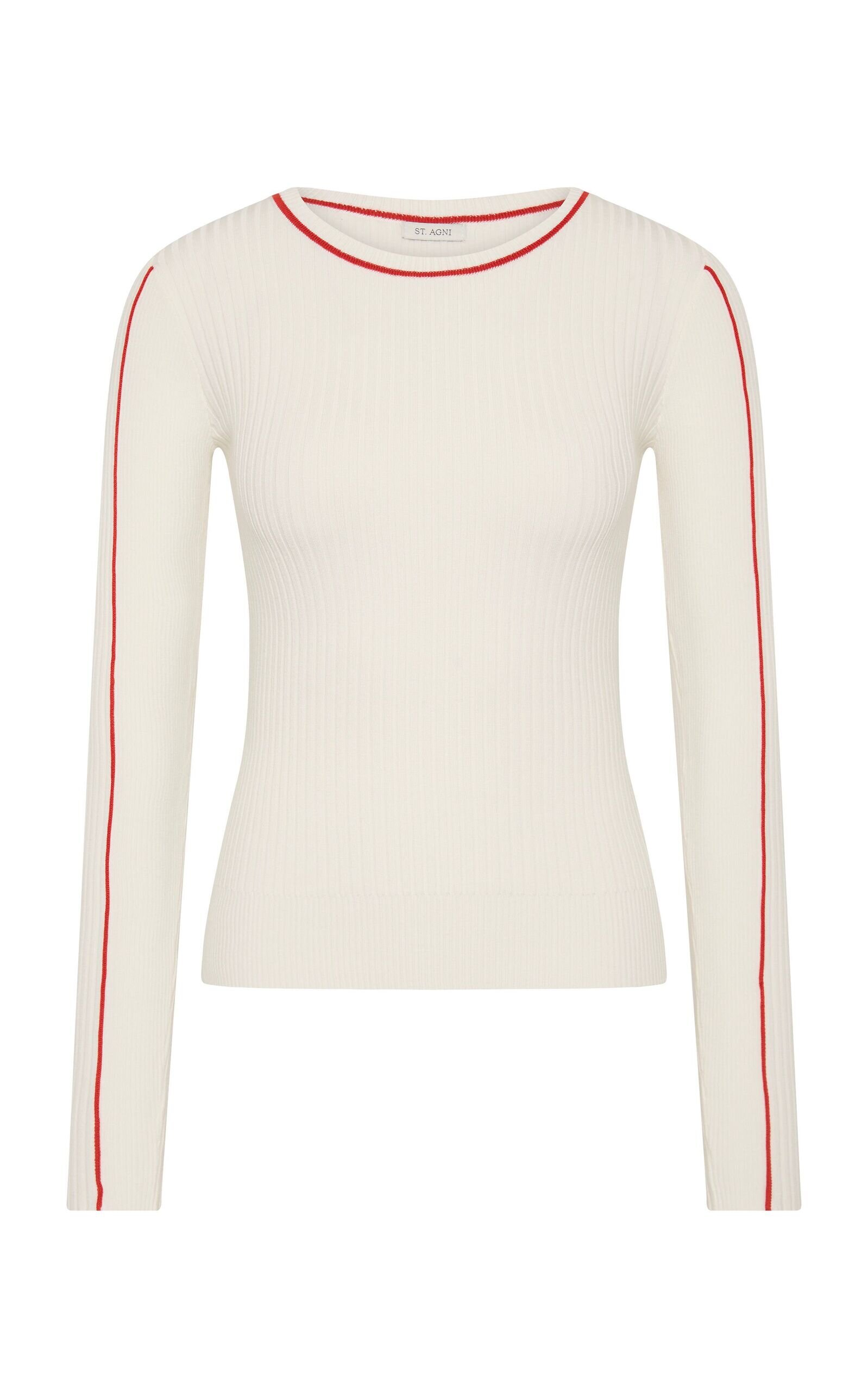 St Agni Fine Line Long-sleeve Top In Off-white