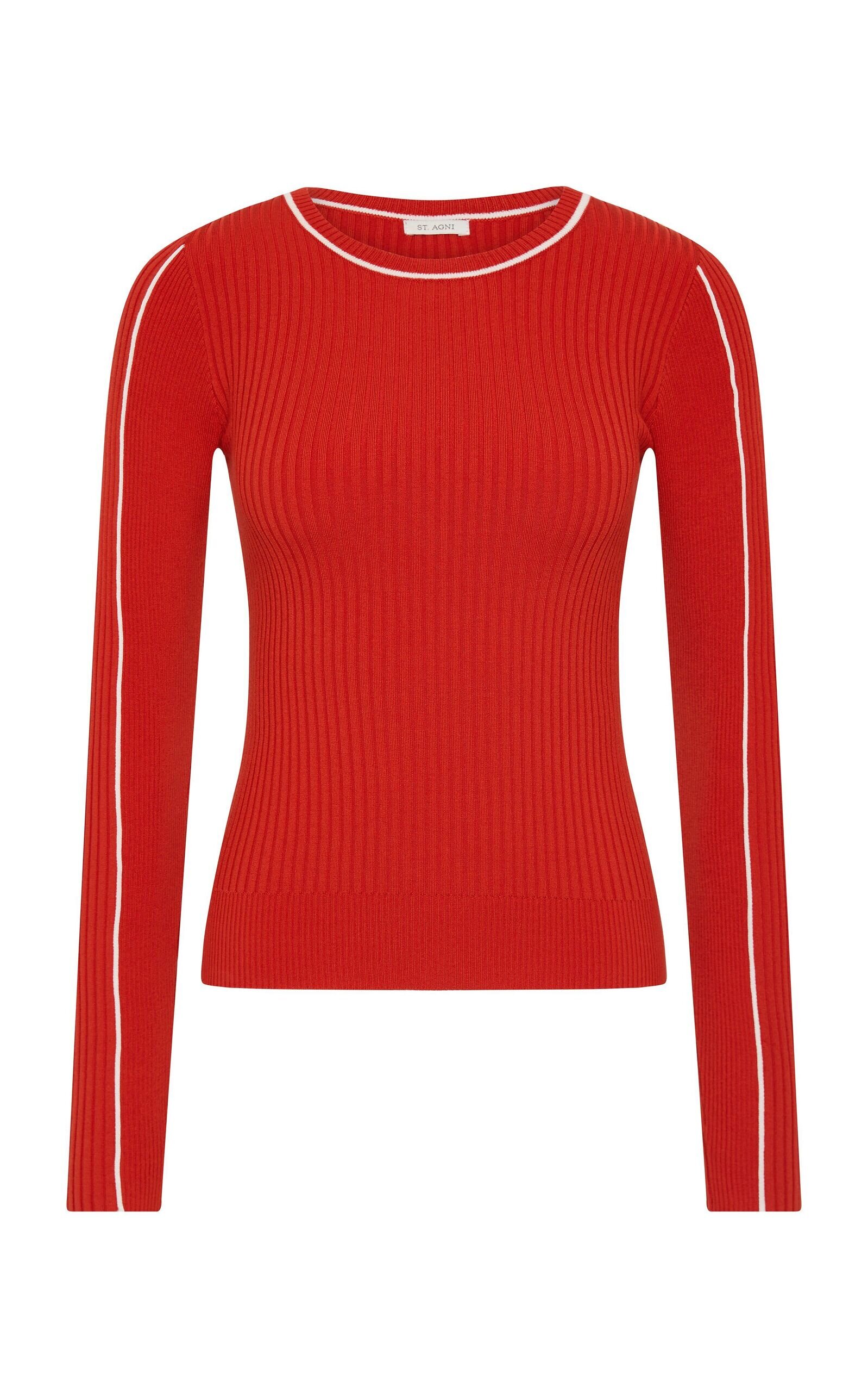 St Agni Fine Line Long-sleeve Top In Red