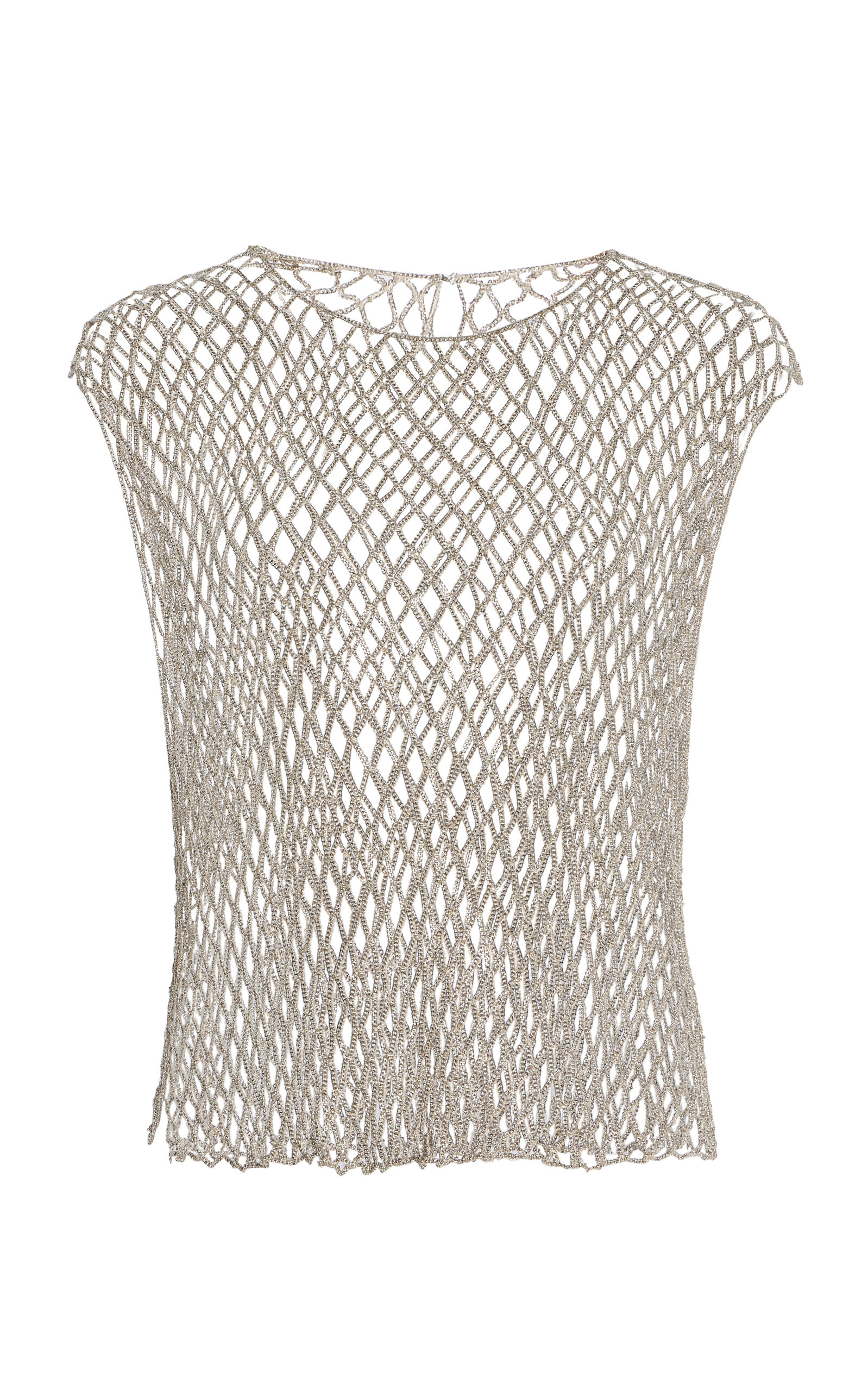 Twp Chloe Silk-mesh Top In Silver