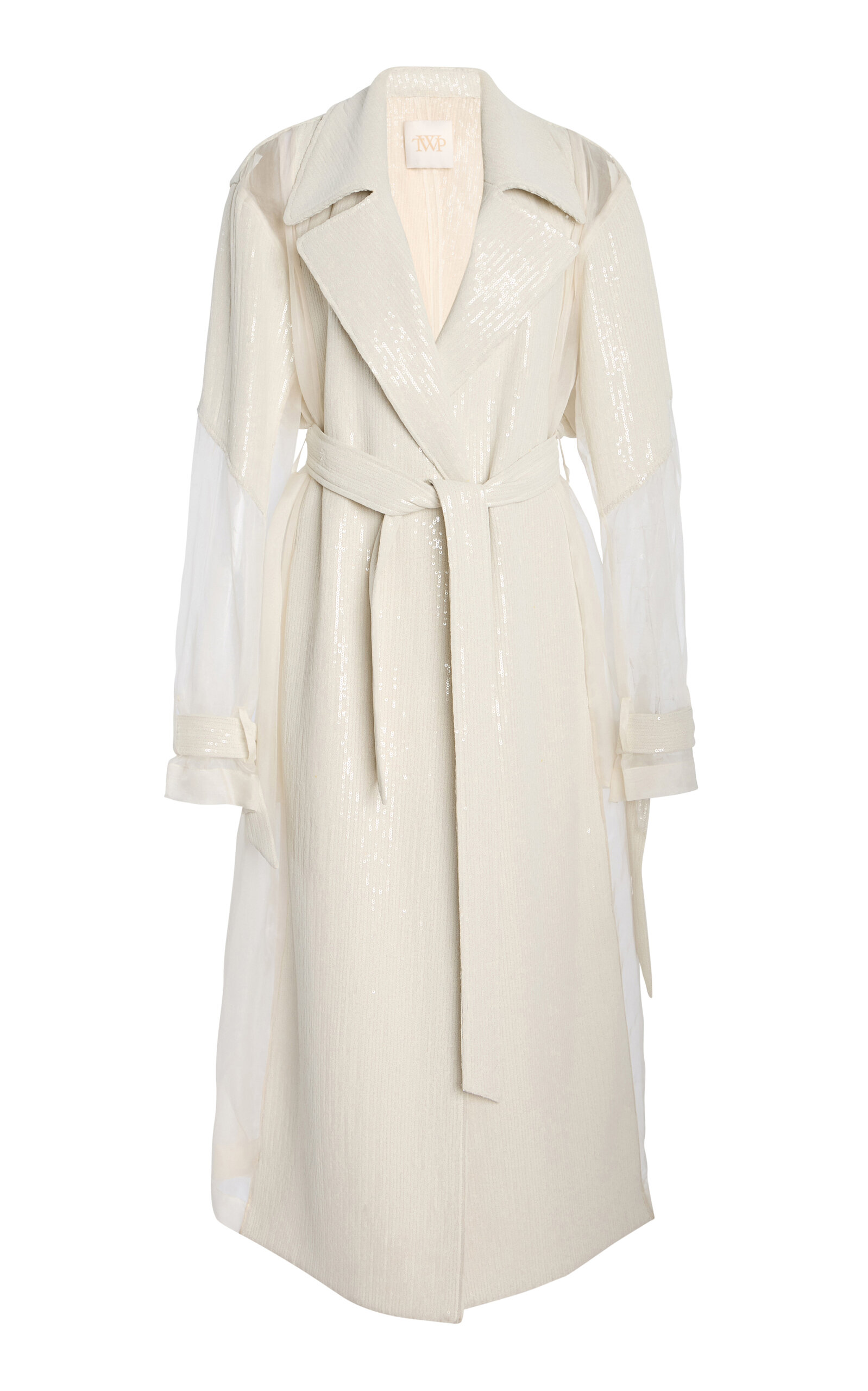 TWP Foreign Affair Sequined Silk Trench Coat - Ivory - Women's Clothing