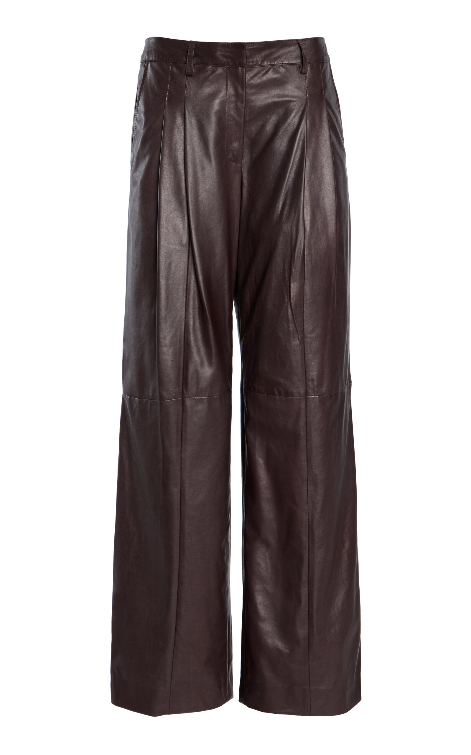 Sulli Mid-Rise Straight-Leg Leather Pants