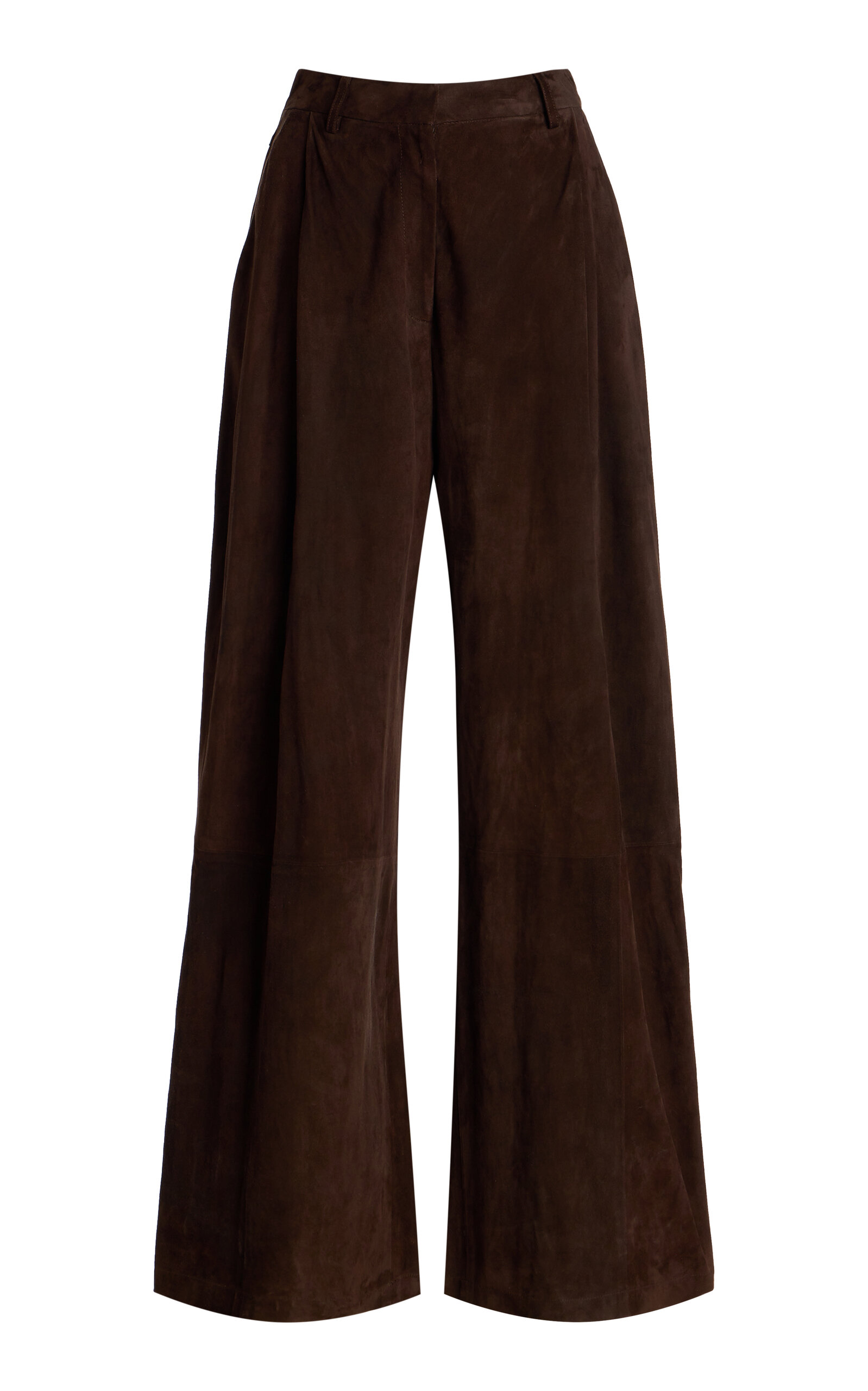 TWP Greene St Mid-Rise Suede Pants - Brown