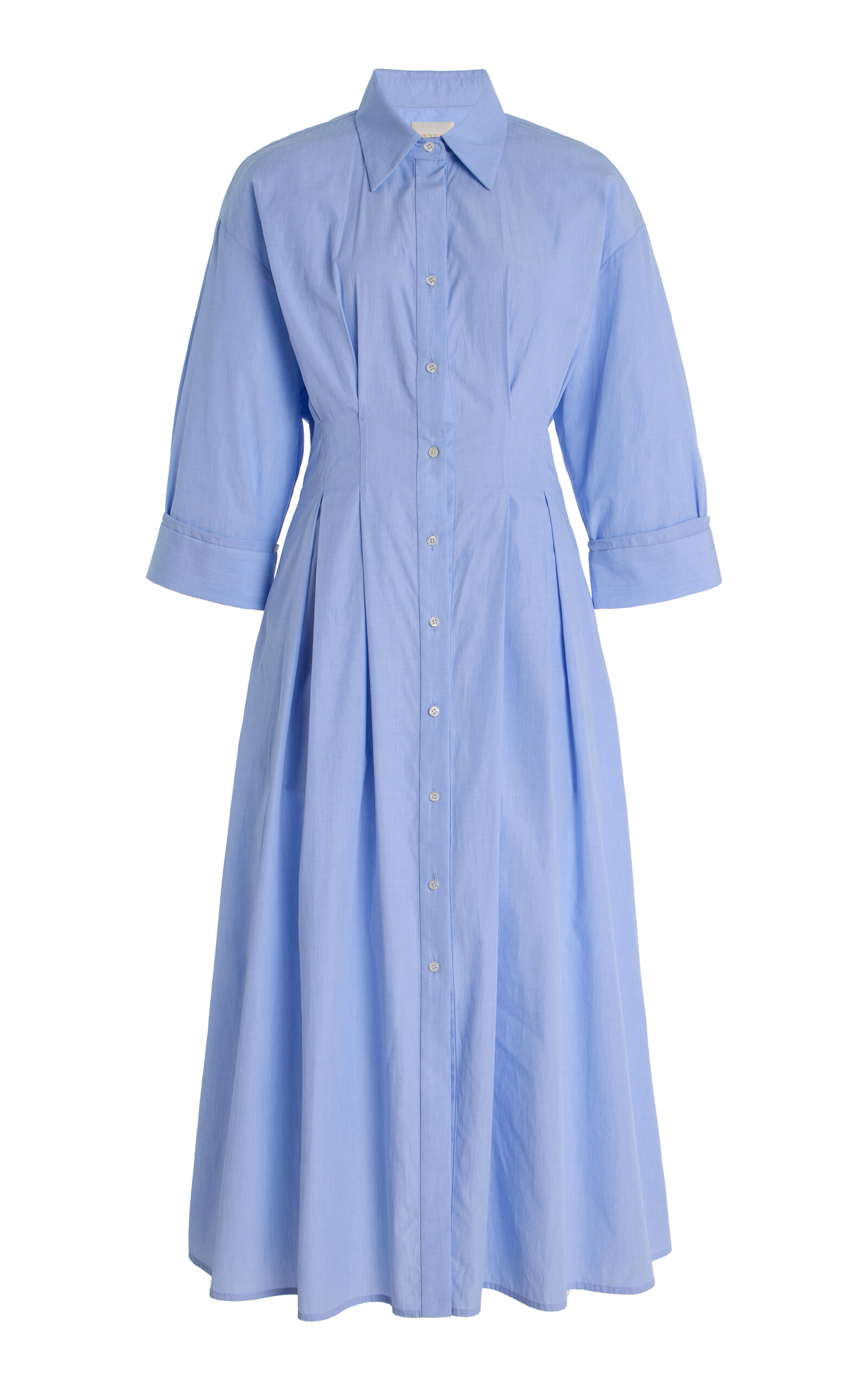Twp Mm Pleated Maxi Shirtdress In Light Blue