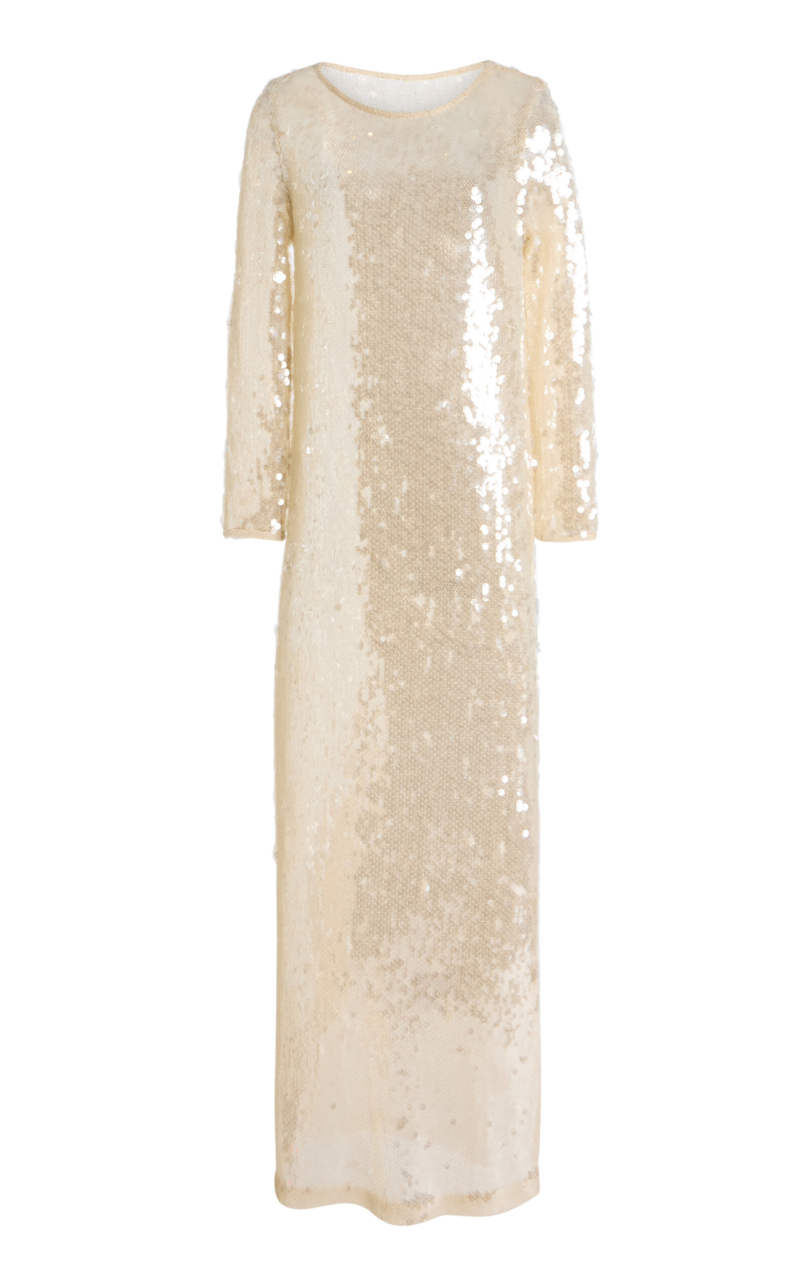 Twp Last Time Mesh Silk Maxi Dress In Nude