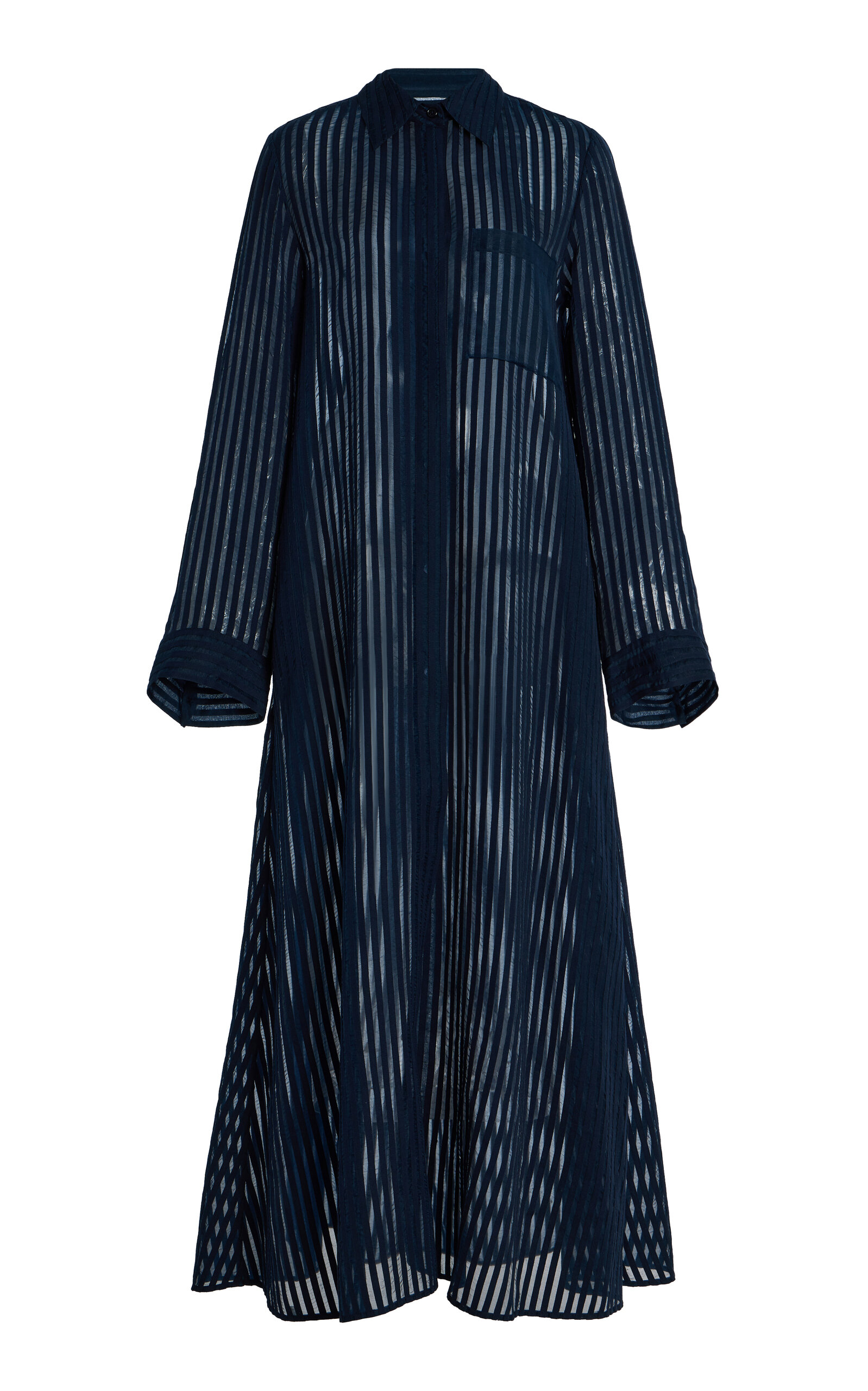 TWP Jennys Silk Maxi Shirt Dress - Navy