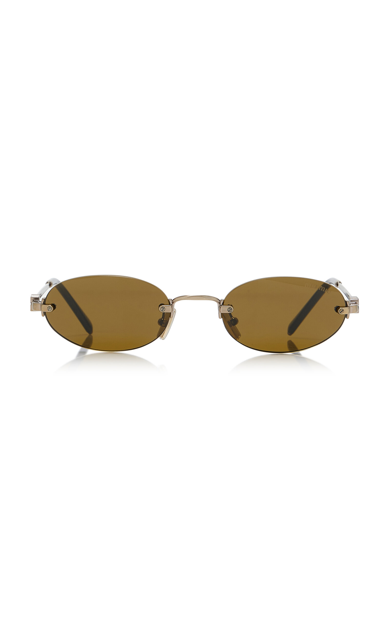 Miu Miu Round-frame Metal Sunglasses In Brown