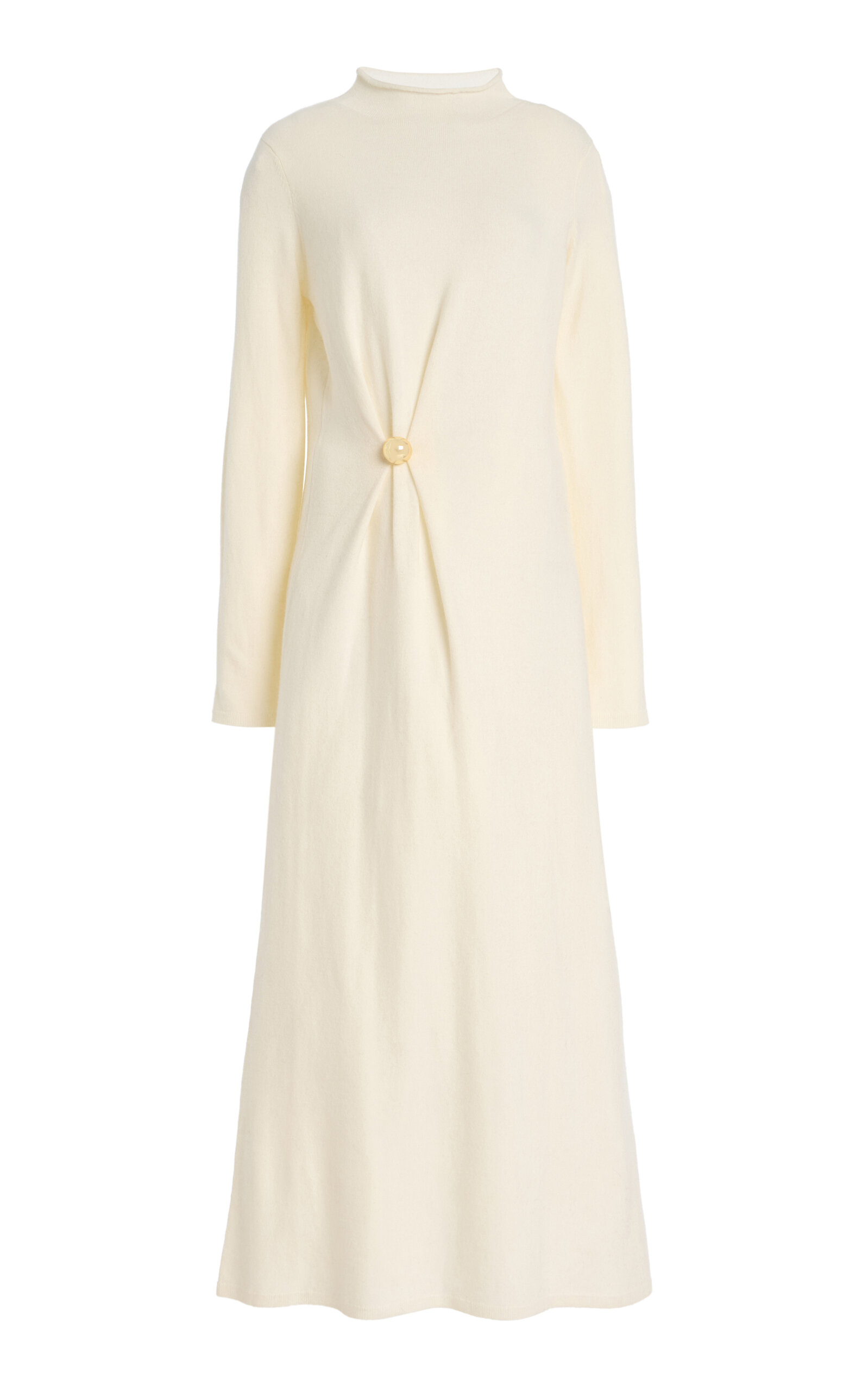 Loulou De Saison Lucero Draped Wool-cashmere Knit Dress In White