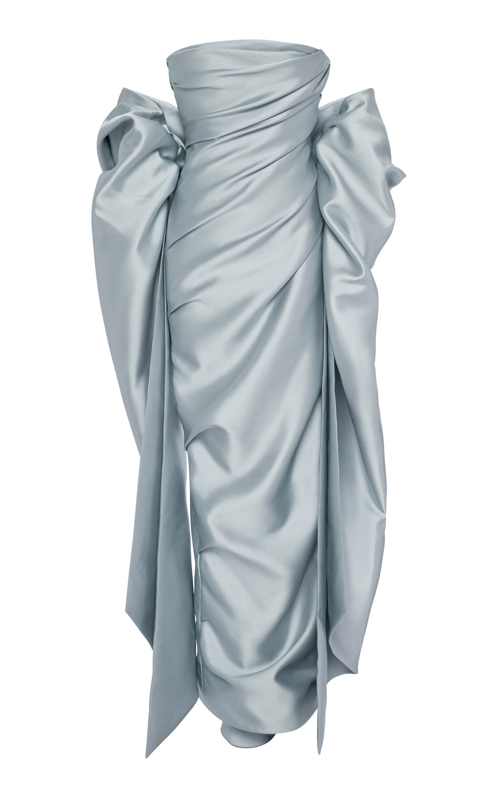 Marmar Halim Draped Strapless Mikado Gown and Shawl