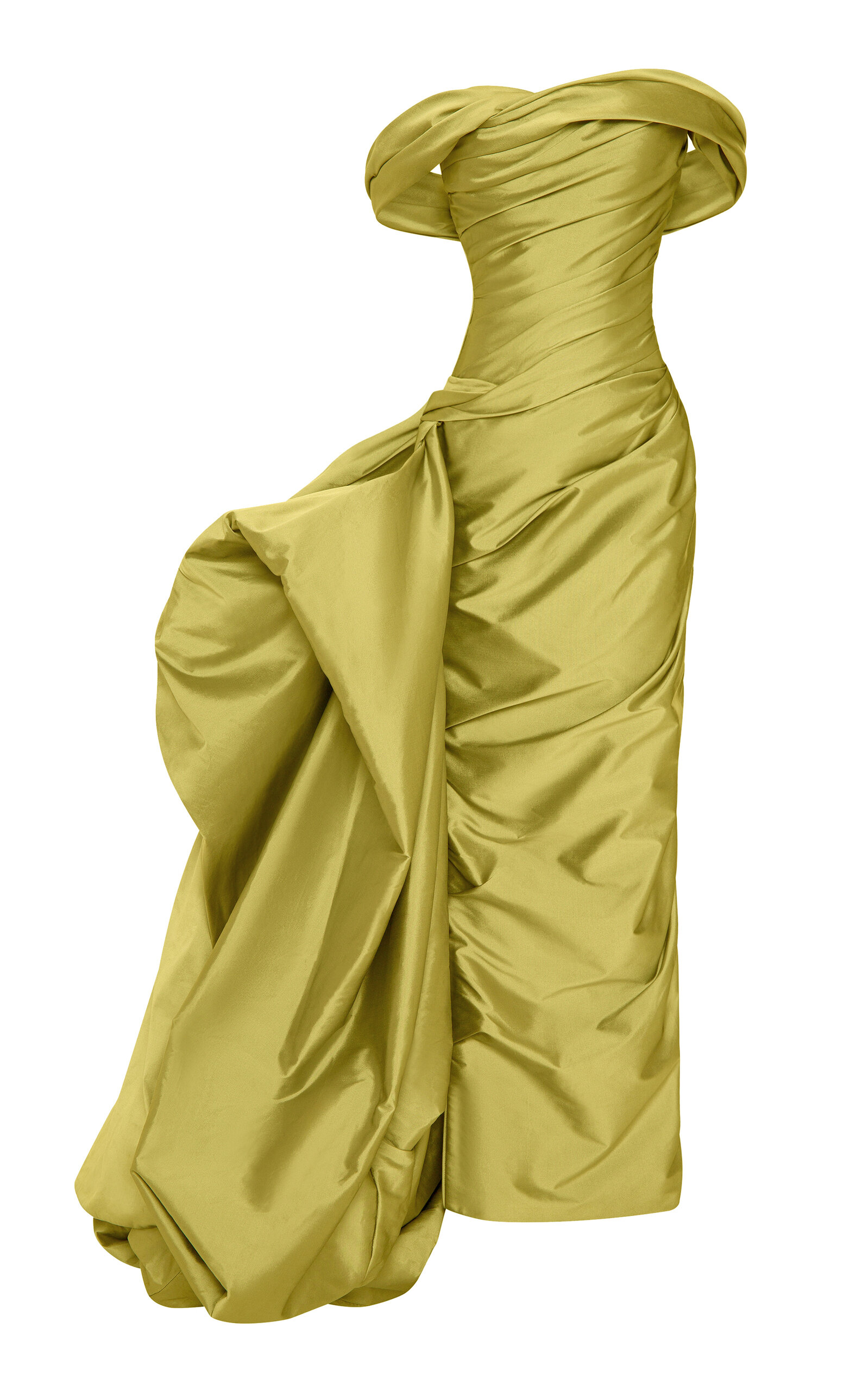 Off-The-Shoulder Draped Taffeta Gown