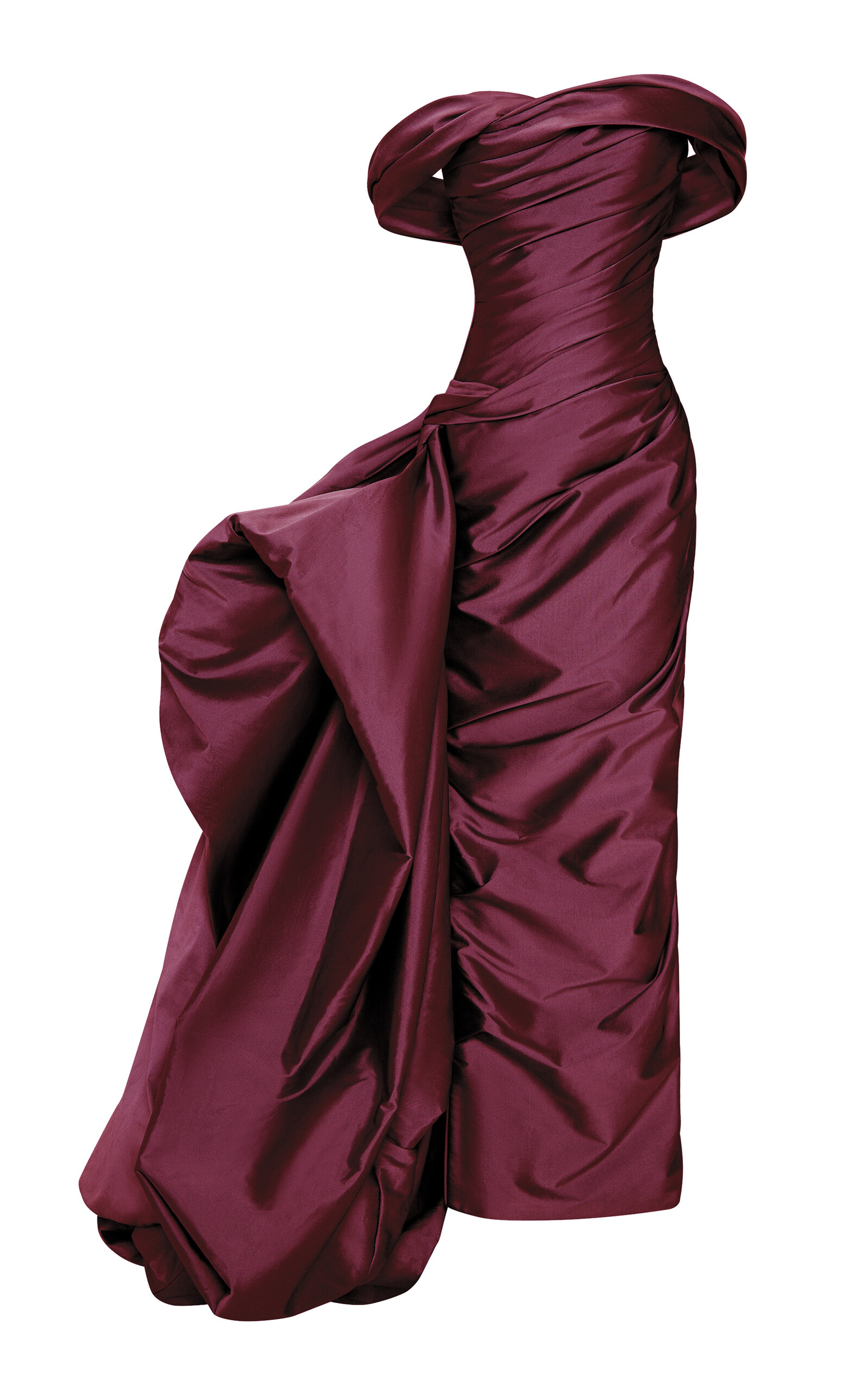Marmar Halim Off-The-Shoulder Draped Taffeta Gown