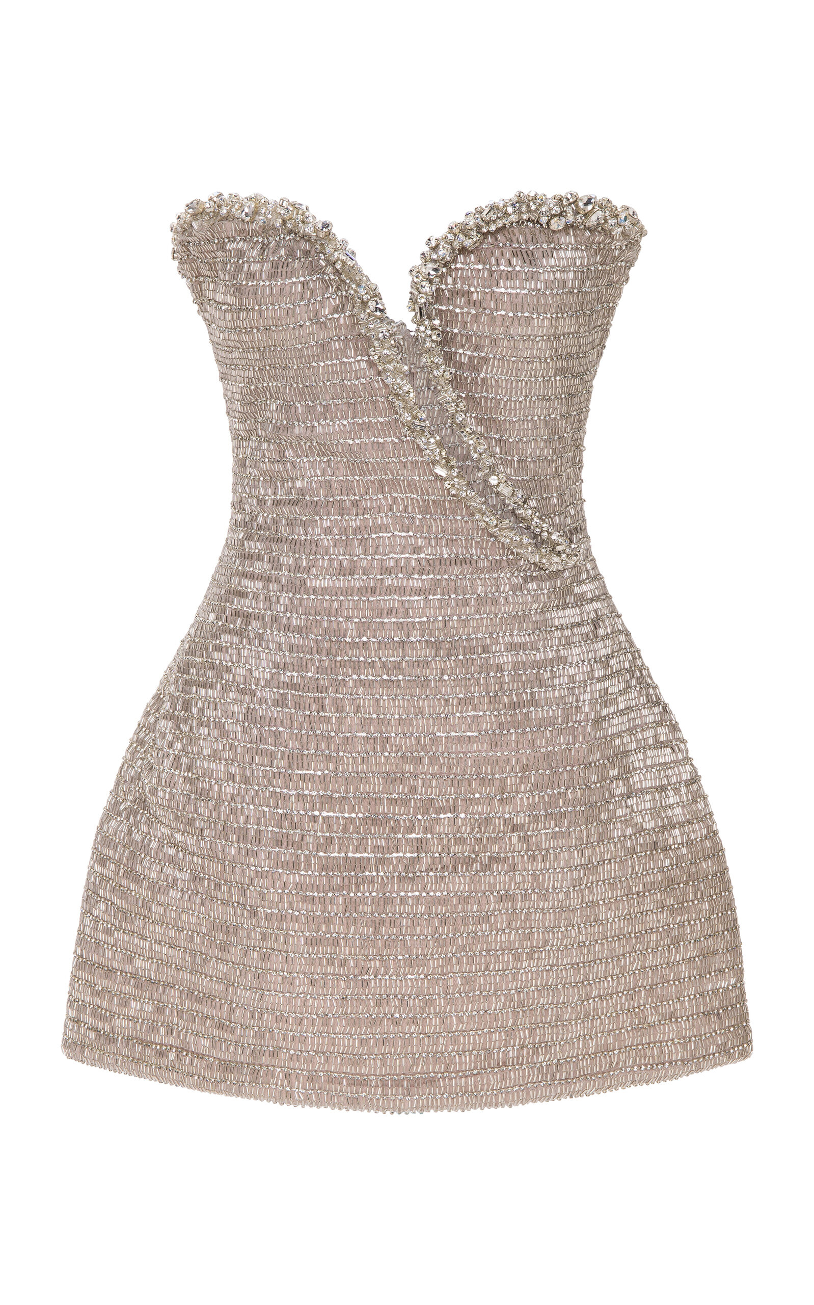 Marmar Halim Embellished Strapless Mini Dress - Silver